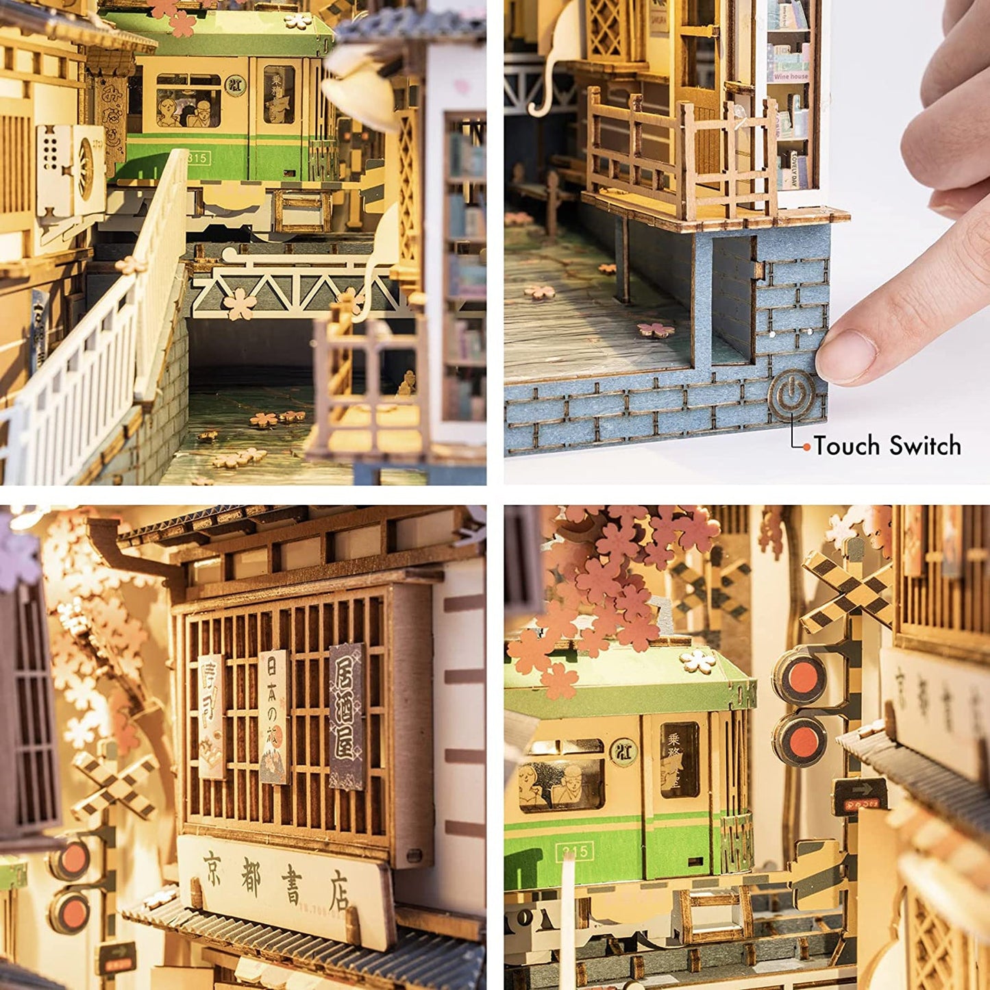Robotime Rolife Sakura Tram Do It Yourself 3D Creative Bookend Kit