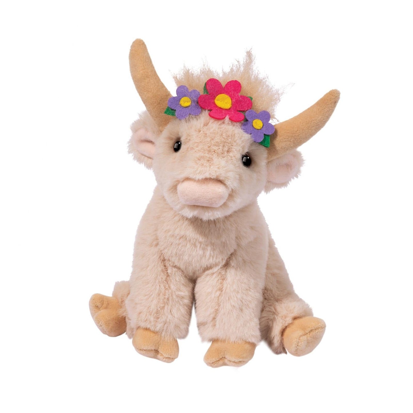 Douglas Laddie Flower Highland Cow 8 Inch Plush Figure