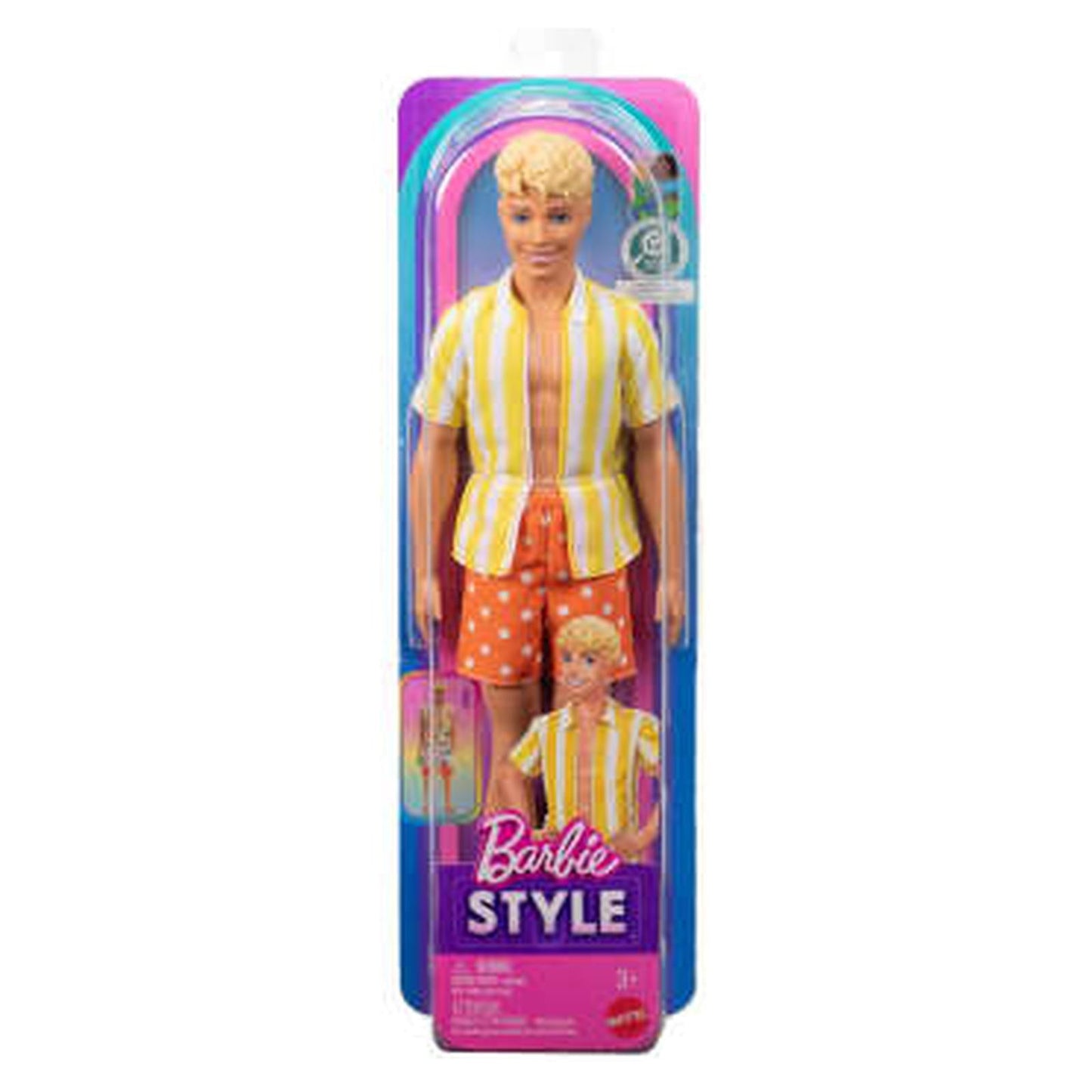 Mattel Barbie Style Blonde Striped Shirt And Polka Dot Shorts Ken Doll