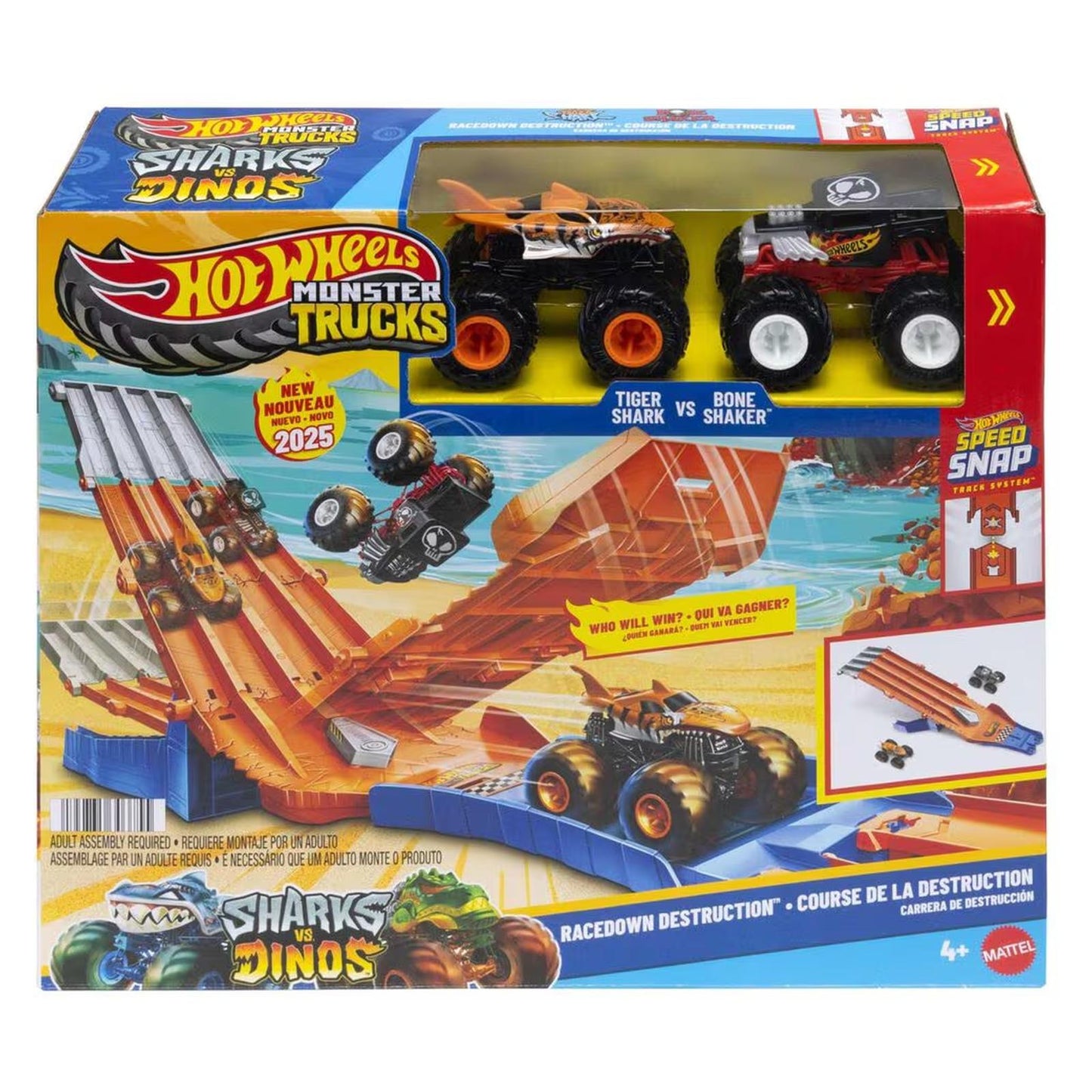Mattel Hot Wheels Monster Trucks Racedown Destruction Set