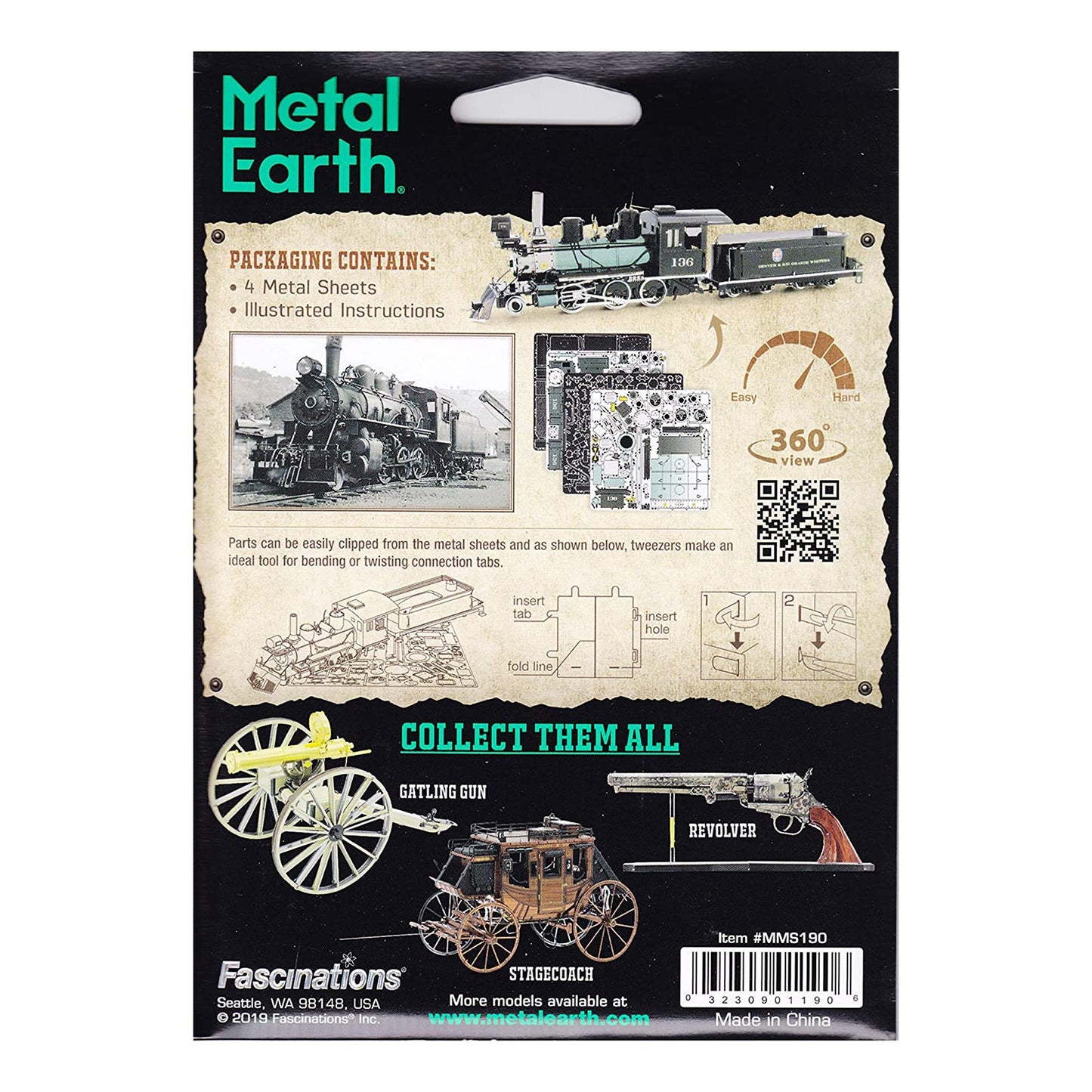 Metal Earth Wild West 2-6-0 Locomotive Model Kit