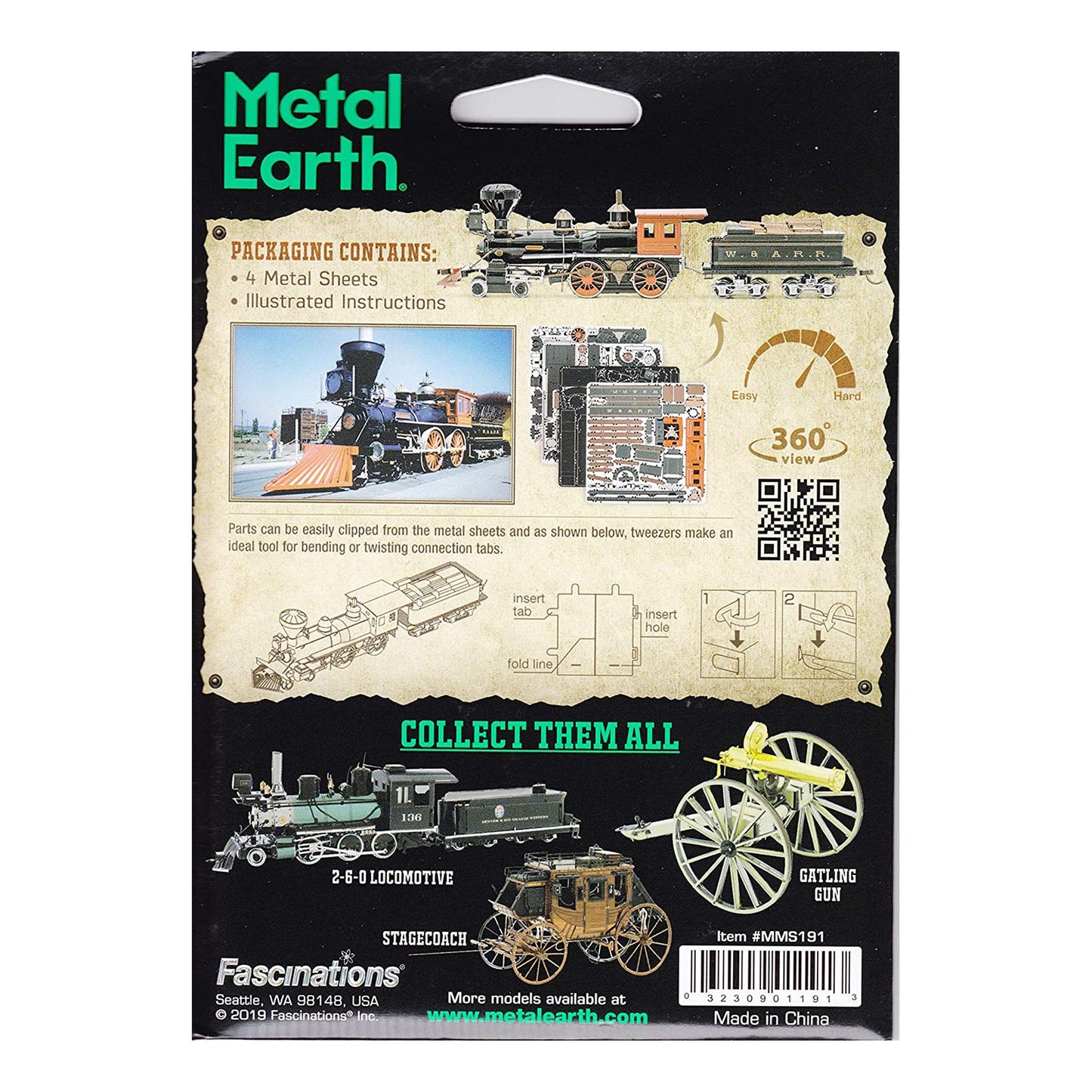 Metal Earth Wild West 4-4-0 Locomotive Model Kit