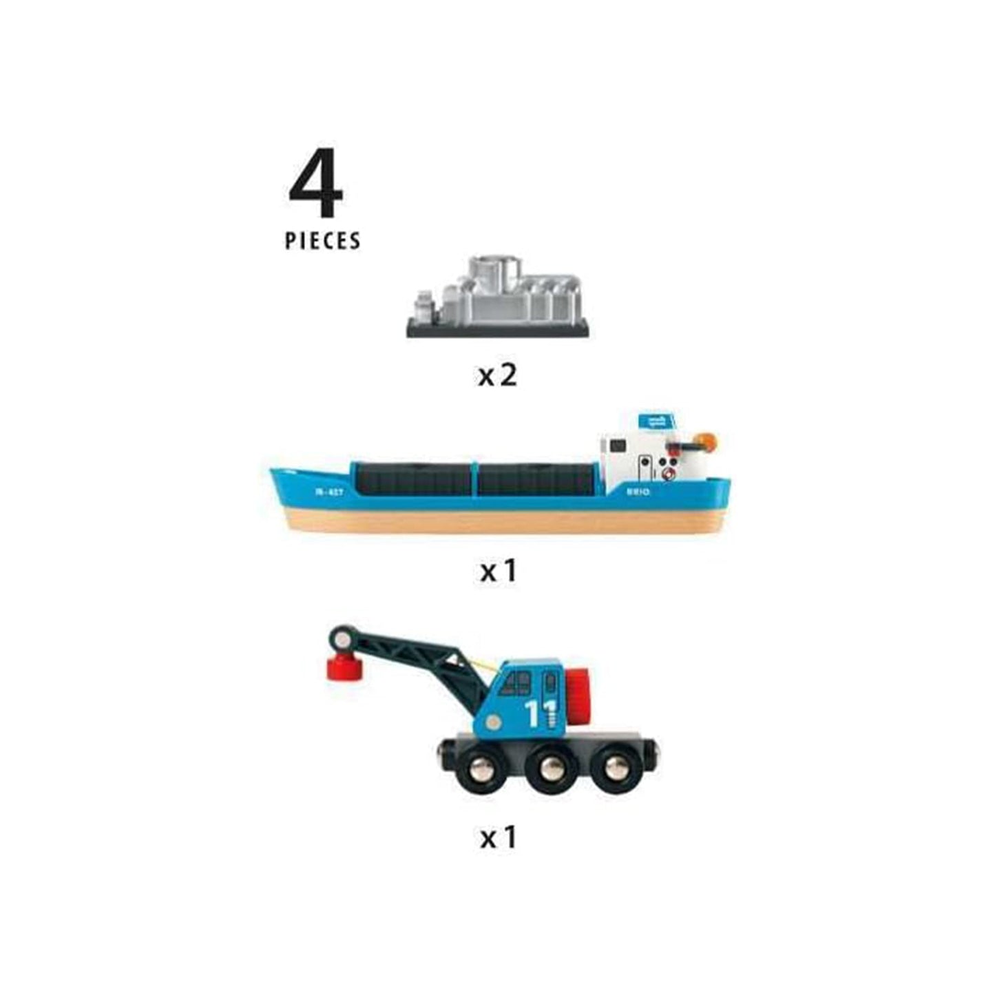 Ravensburger Brio Freight Ship And Crane Set