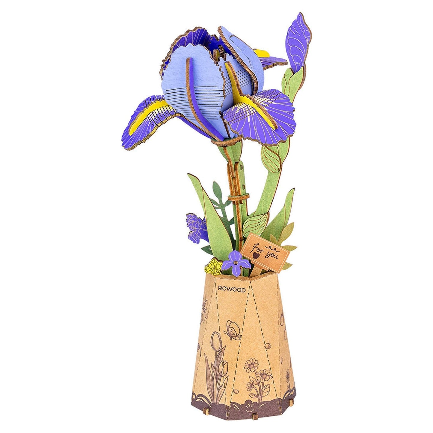 Robotime Rowood Purple Iris Wooden Bloom Craft Model Kit