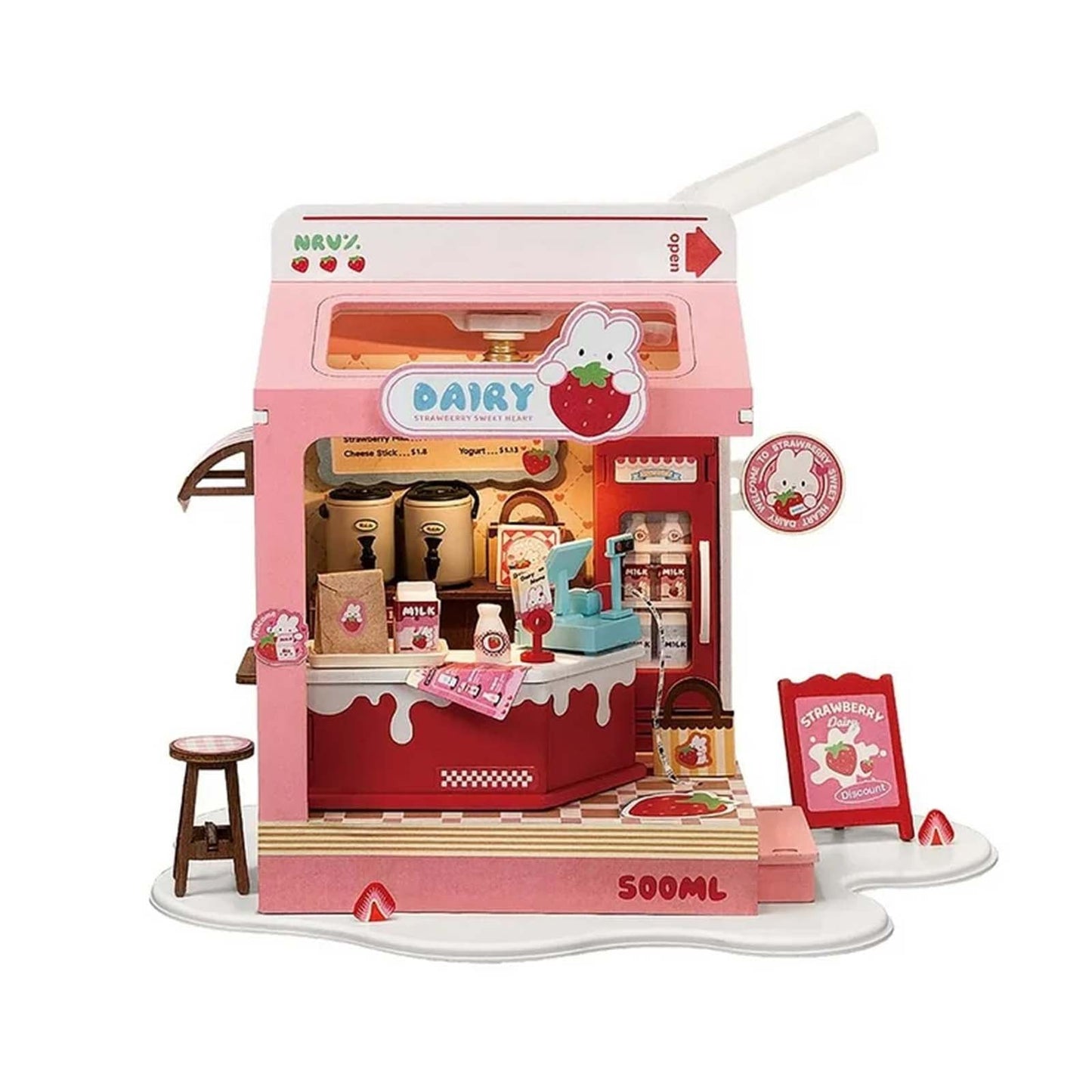 Rolife Miniature House Strawberry Milk Box Building Set