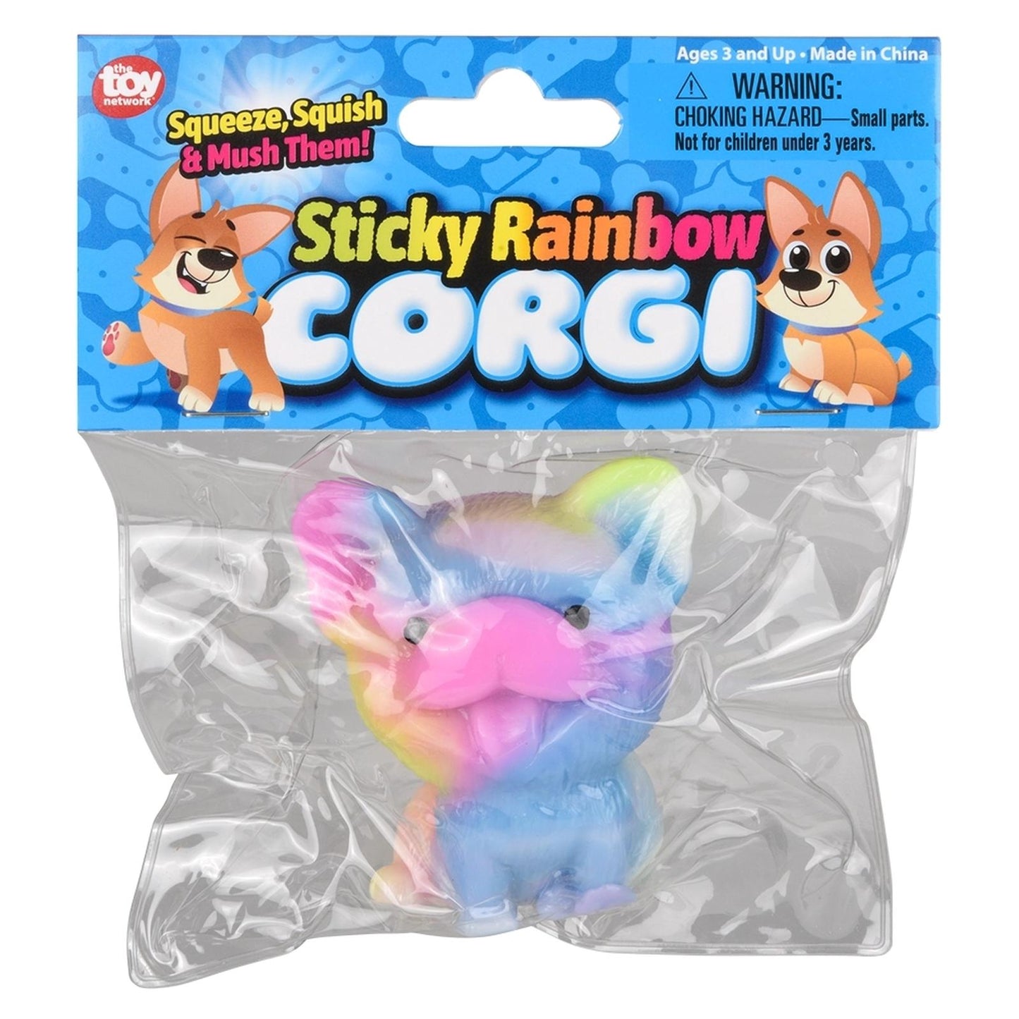 Toy Network Sticky Trainbow Corgi Squish