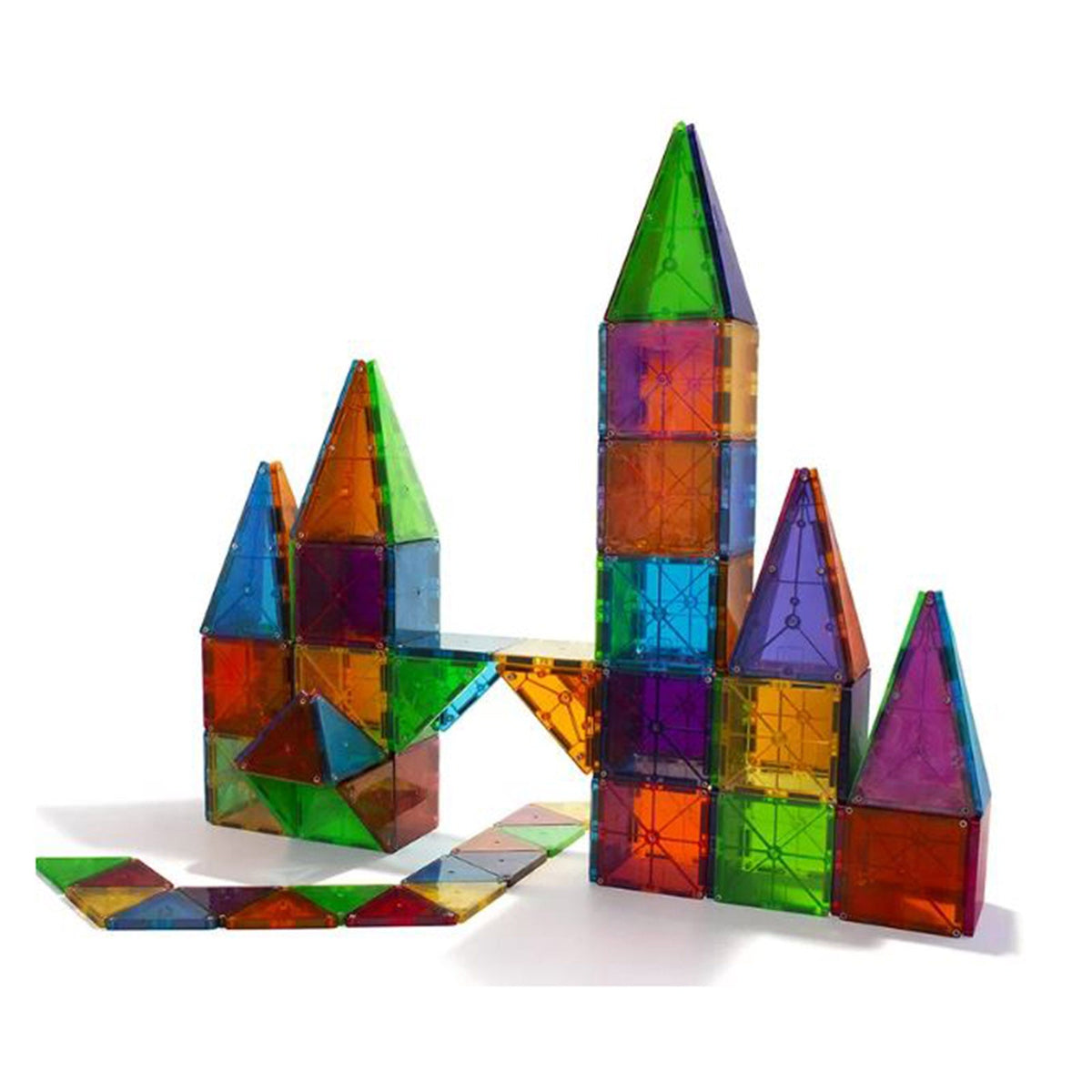 Magna-Tiles Clear Colors 100 Piece Magnetic Tile Building Set