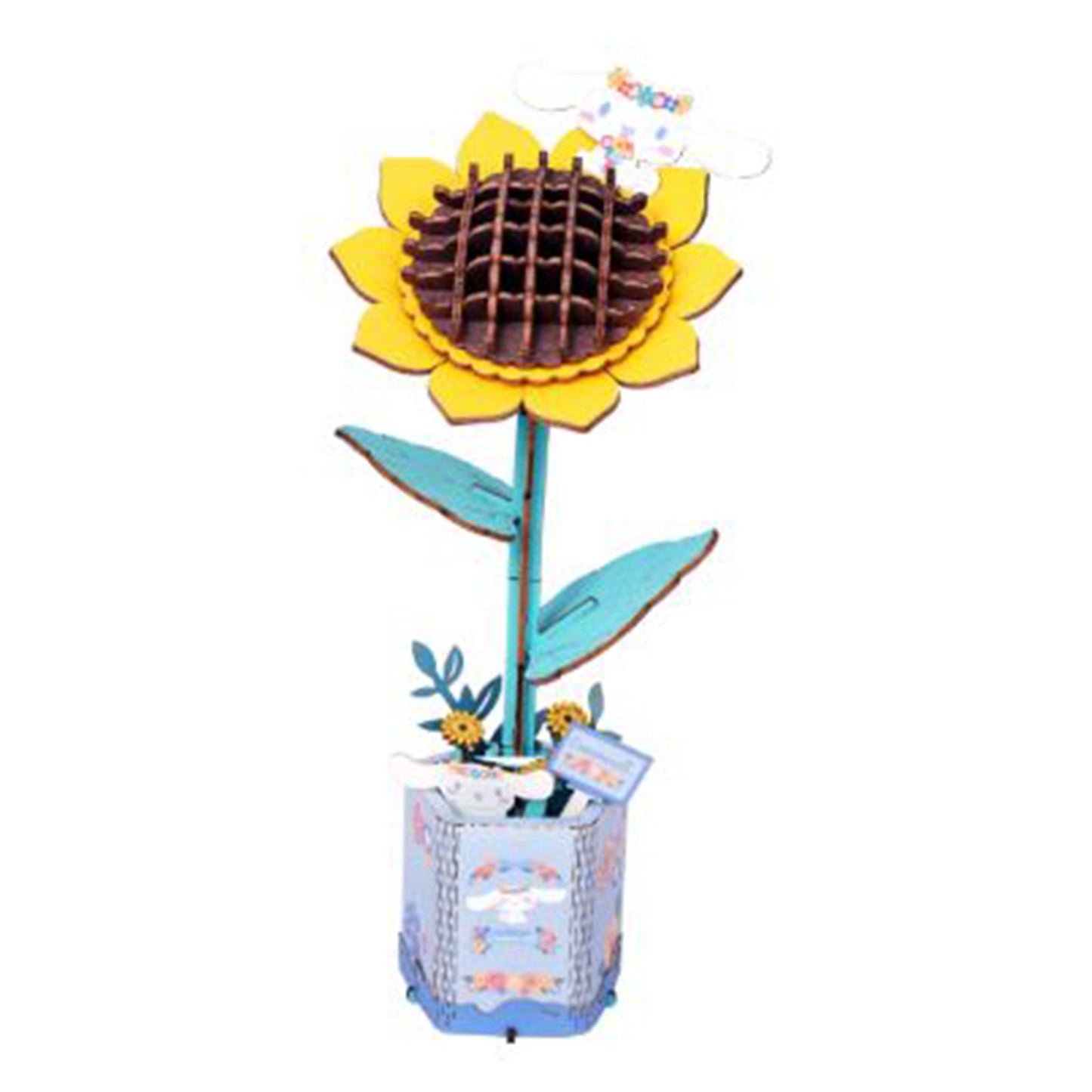Hands Craft Sanrio Hello Kitty And Friends Cinnamoroll Sunflower DIY 3D Wooden Flower Puzzle