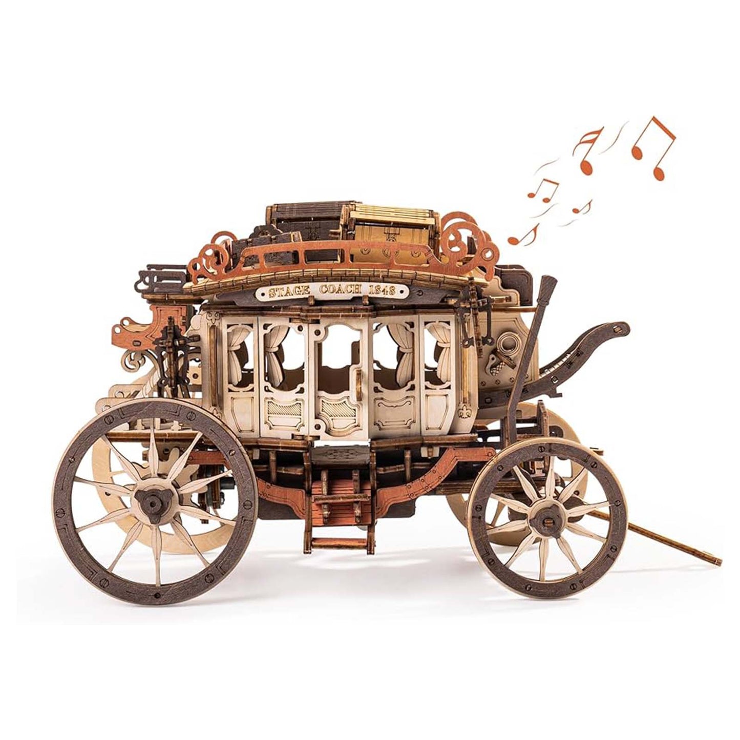 Robotime Rokr DIY Mechanical Music Box Stagecoach Building Set