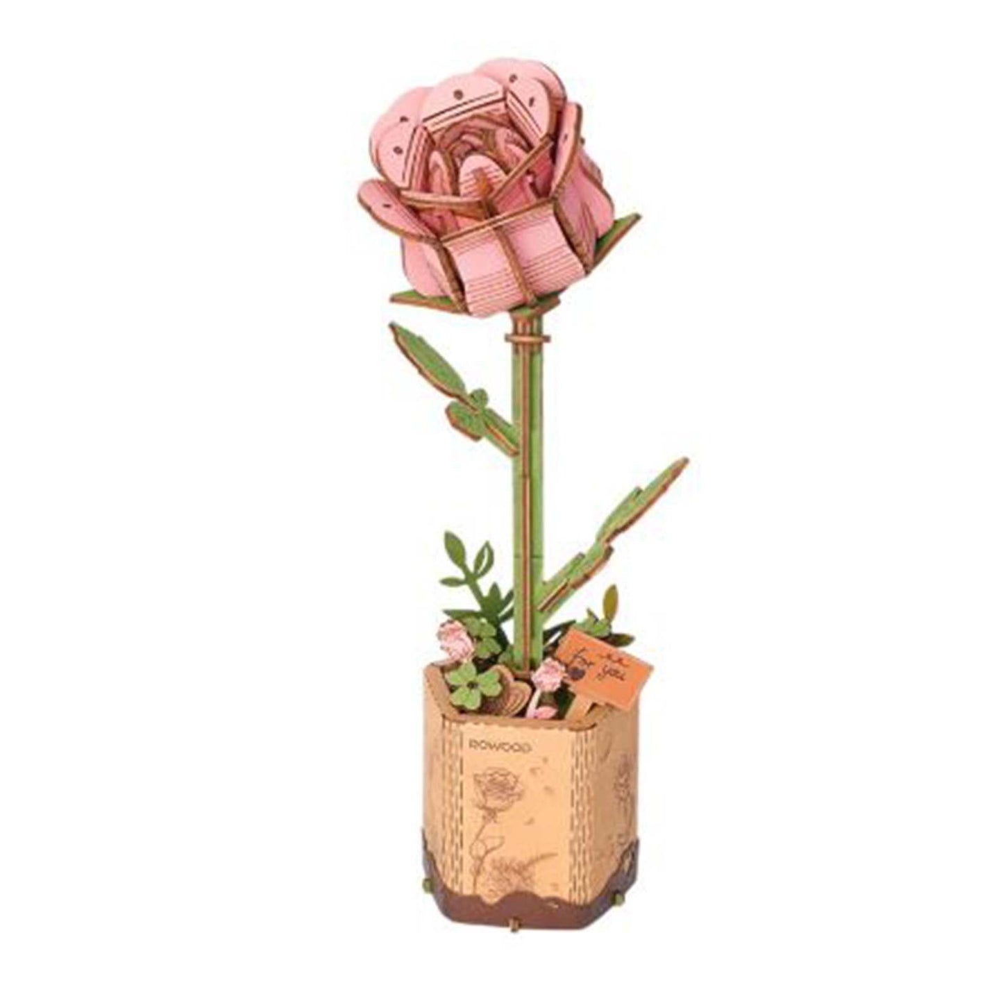 Robotime Rowood Pink Rose Wooden Bloom Craft