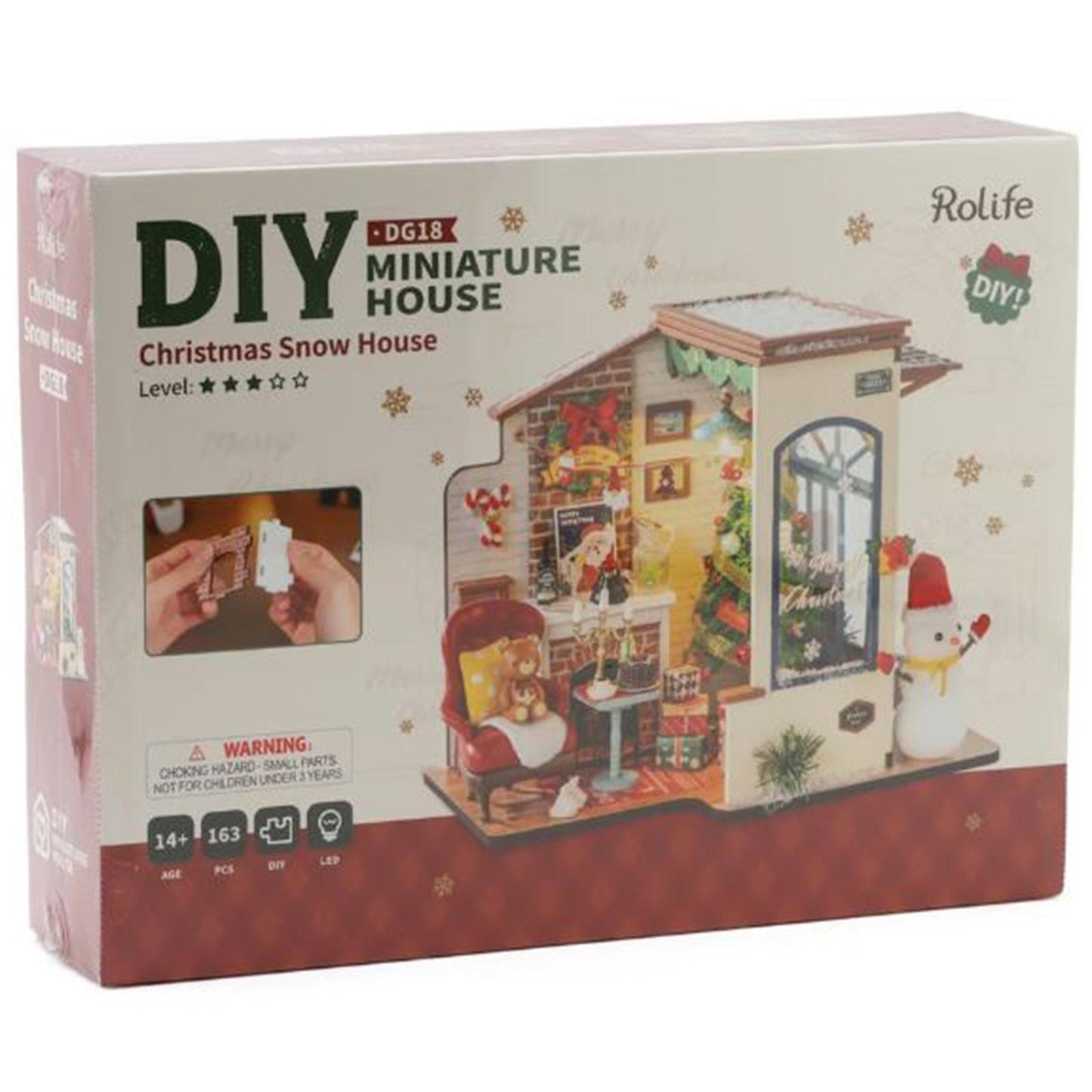 Robotime Rolife DIY Miniature House Christmas Snow House Wooden Model Kit