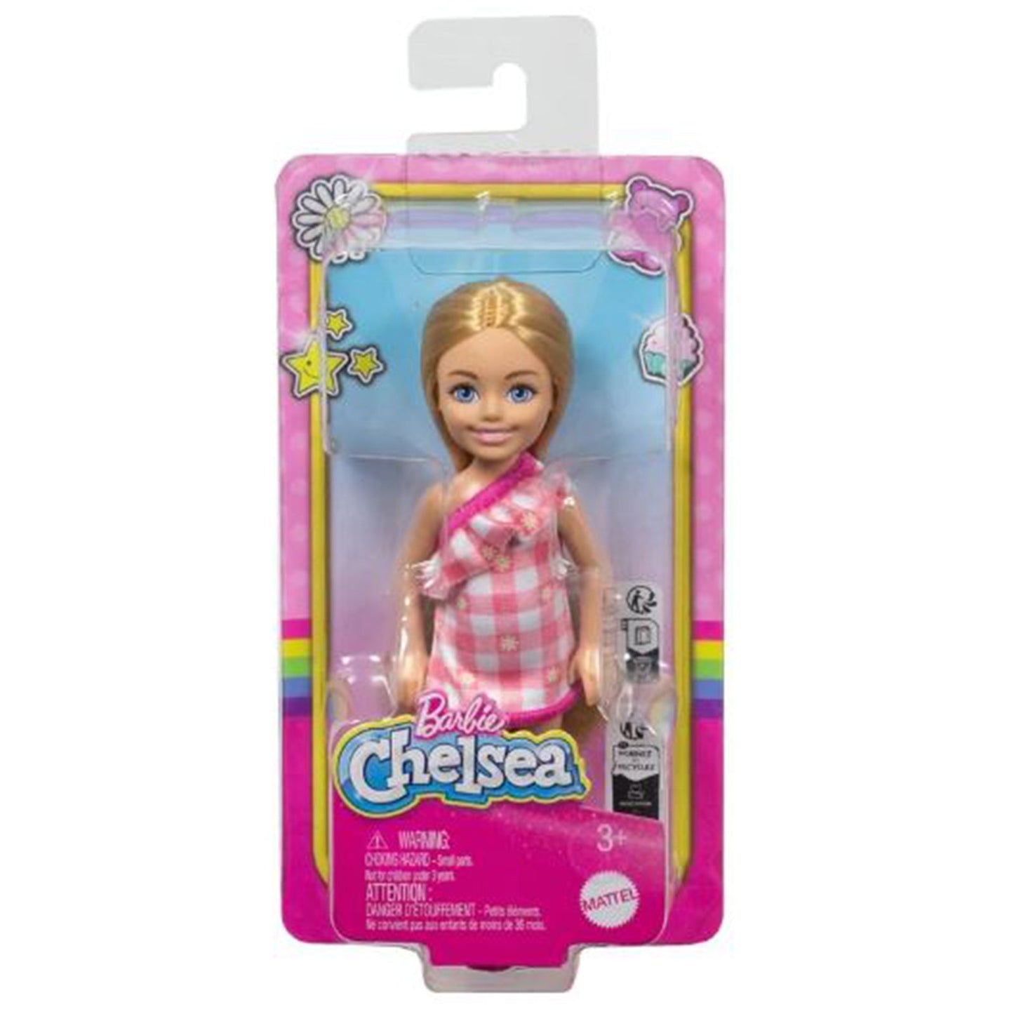 Mattel Barbie Family And Friends Club Chelsea Blonde Pink And White Dress Doll