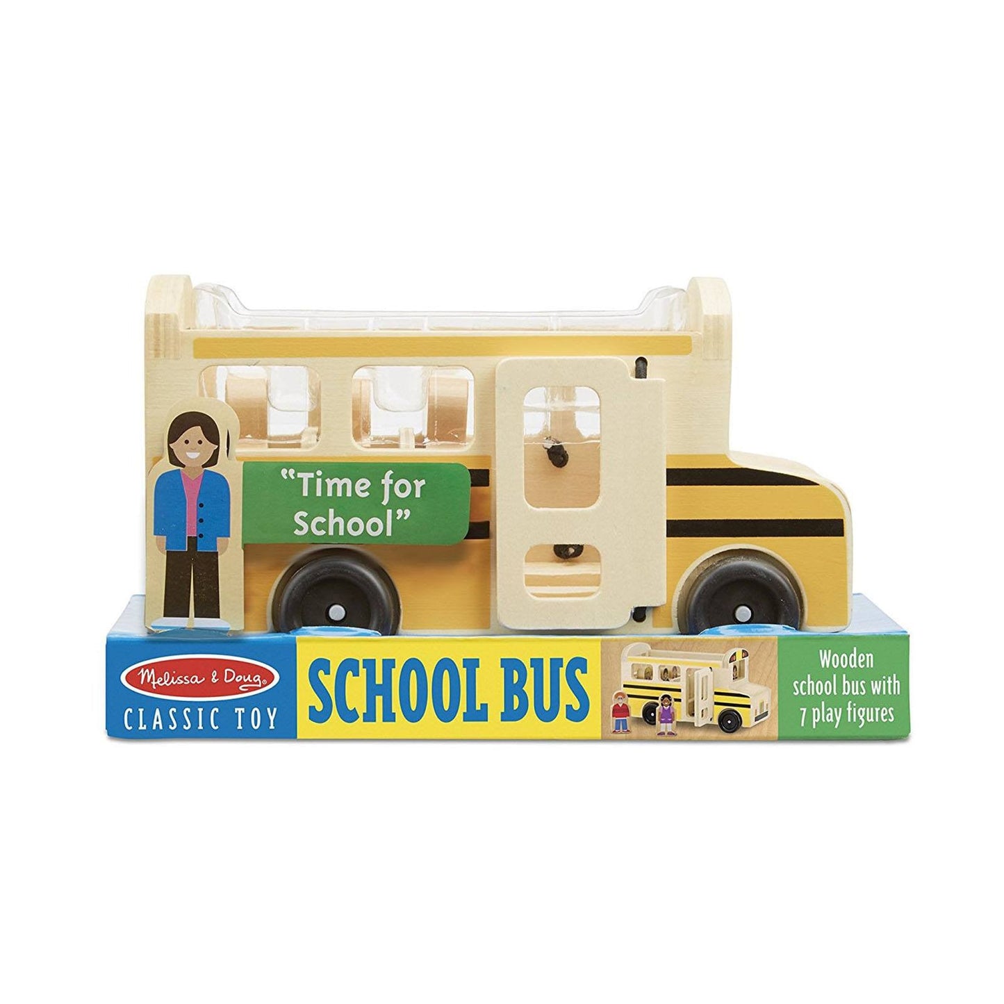 Melissa And Doug Classic Toy Wooden School Bus Play Set
