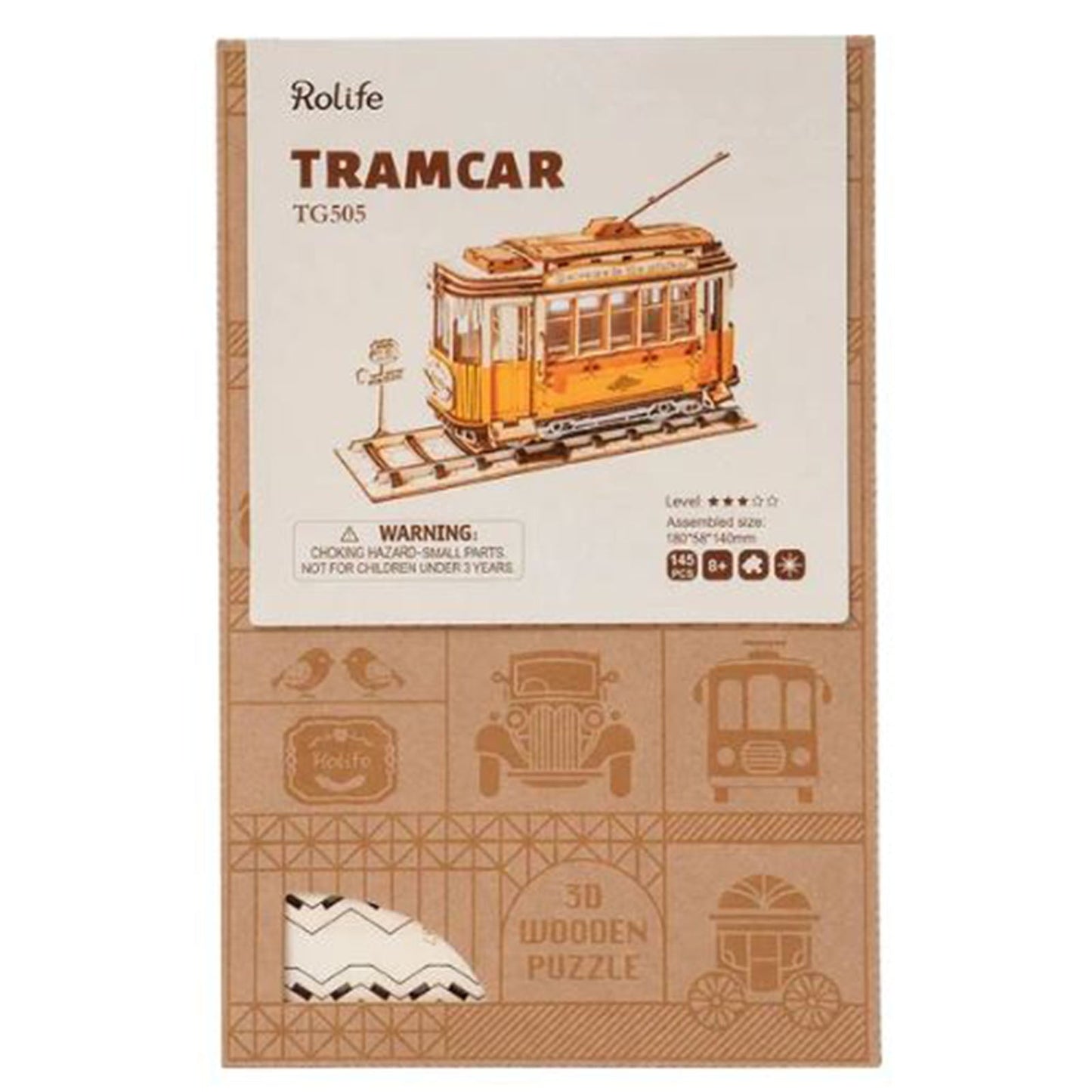 Robotime Rolife Tramcar Wooden Puzzle Building Set