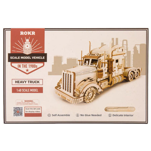 Robotime Rokr In The 1980s Heavy Truck 1:40 Scale Wooden Model Kit