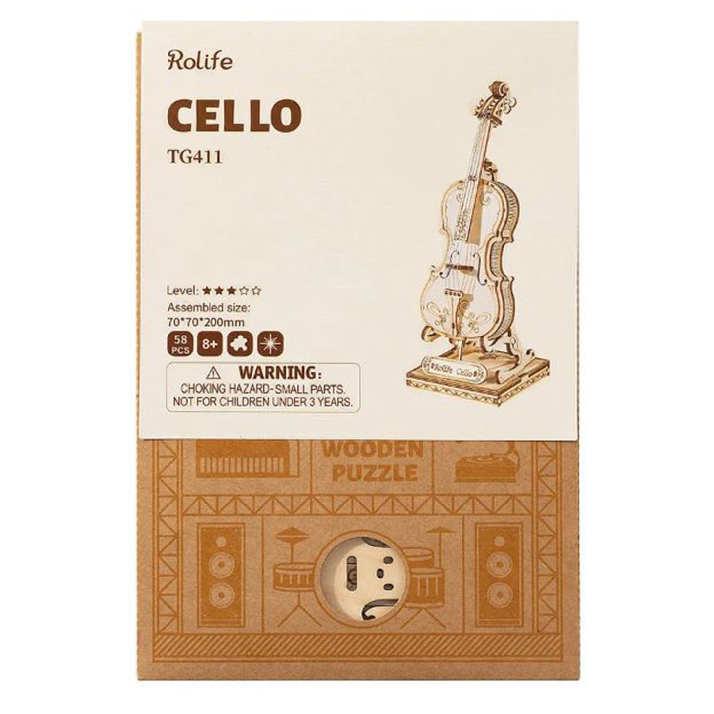 Robotime Rolife Cello Wooden Puzzle Building Set