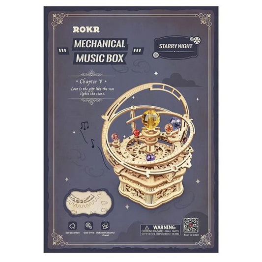 Robotime Rokr Starry Night Orrery Planetary Music Box Building Set