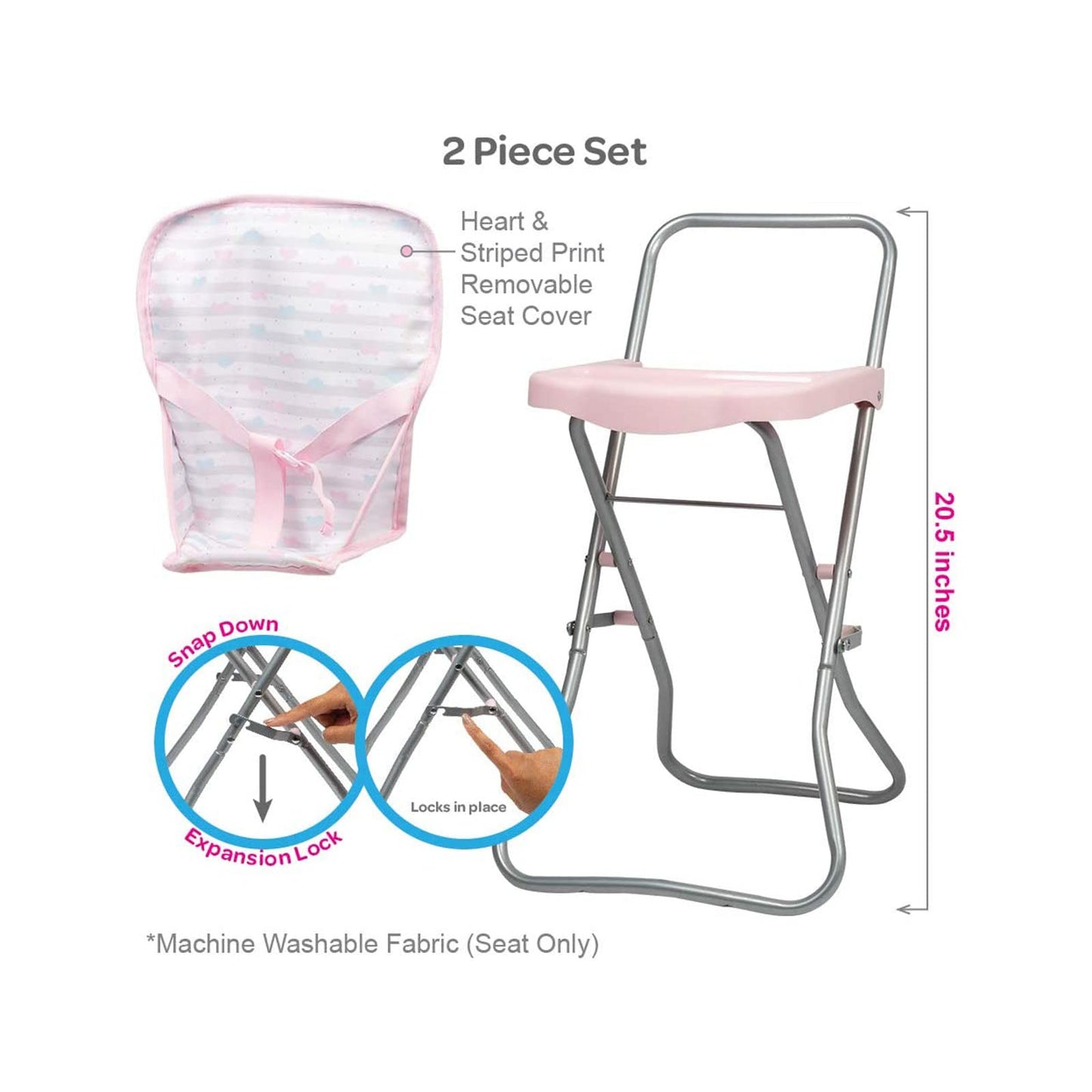 Adora Play Date Pink High Chair Baby Doll Accessory