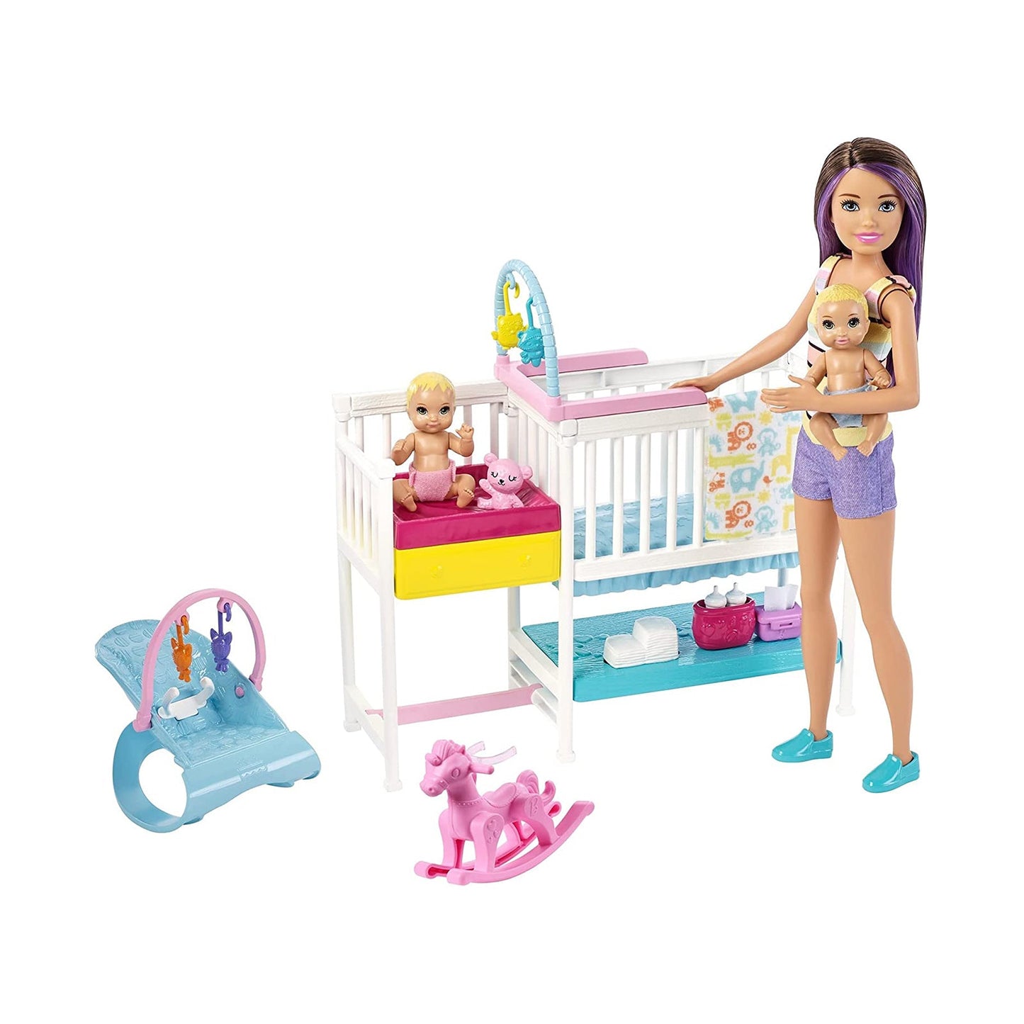 Barbie Skipper Babysitters Inc Nursery Brunette Doll Set