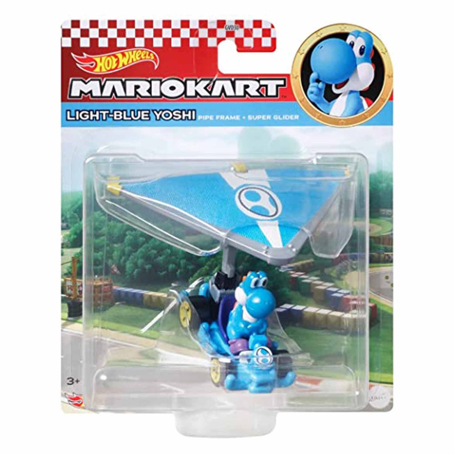 Hot Wheels Mario Kart Light-Blue Yoshi Pipe Frame Super Glider Car