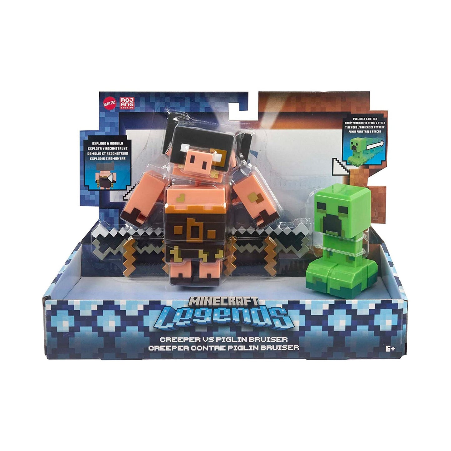 Minecraft Legends Creeper Vs Piglin Bruiser Action Figure Set