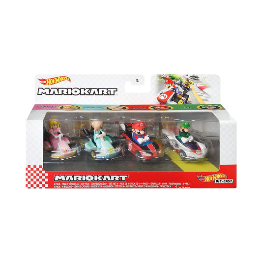 Hot Wheels Mario Kart 4 Pack Princess Peach Rosalina Set