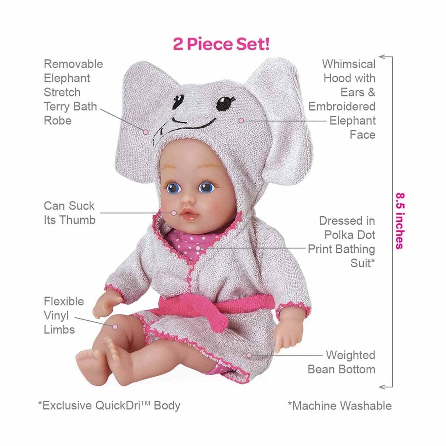 Adora Bath Time Baby Tot Elephant Play Doll