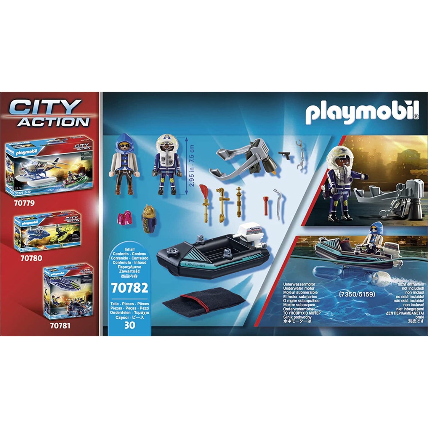 Playmobil City Action Police Jet Pack With Boat Building Set 70782