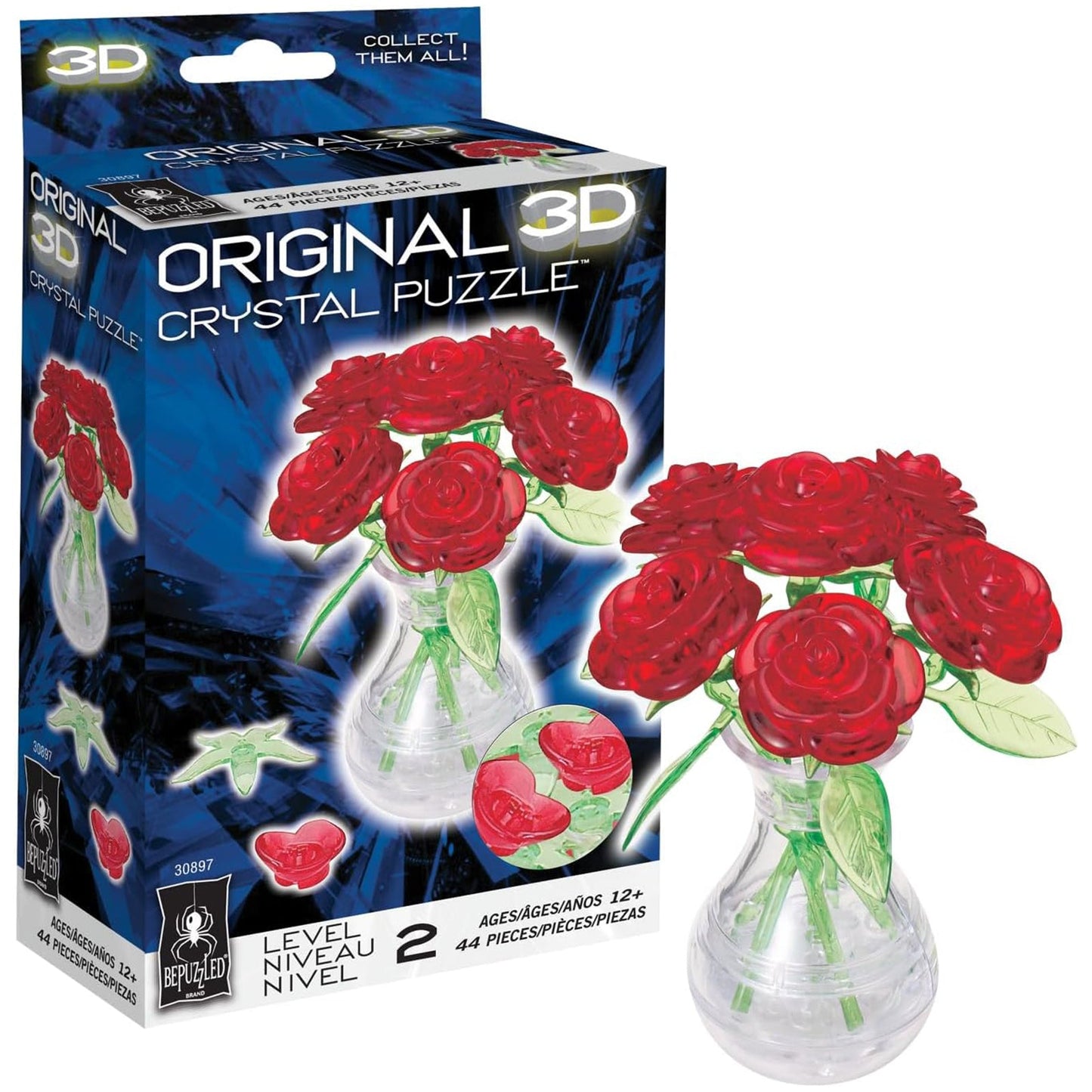 BePuzzled Roses In Vase Level 2 3D Puzzle