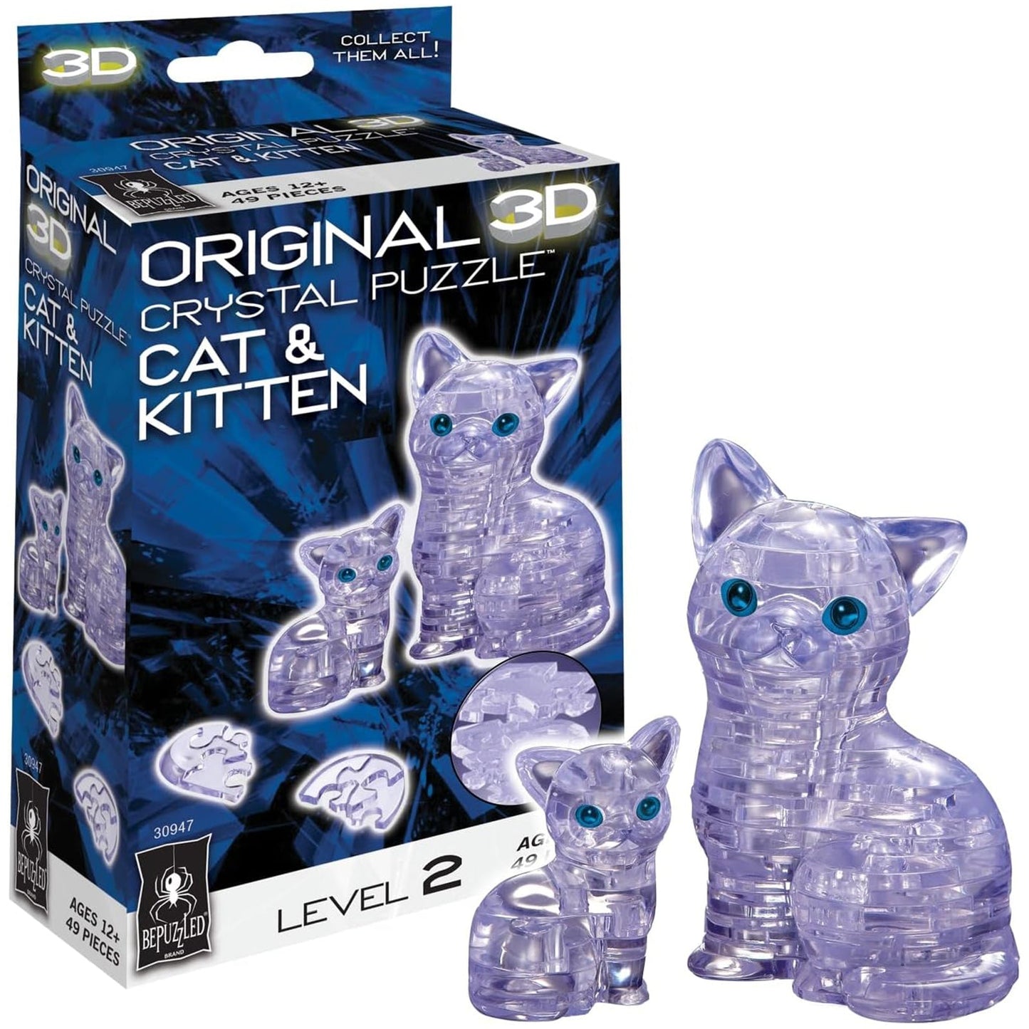 BePuzzled Purple Cat And Kitten Level 2 3D Puzzle