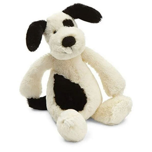 Jellycat Bashful Black And Cream Puppy Small 7 inch Plush Figure