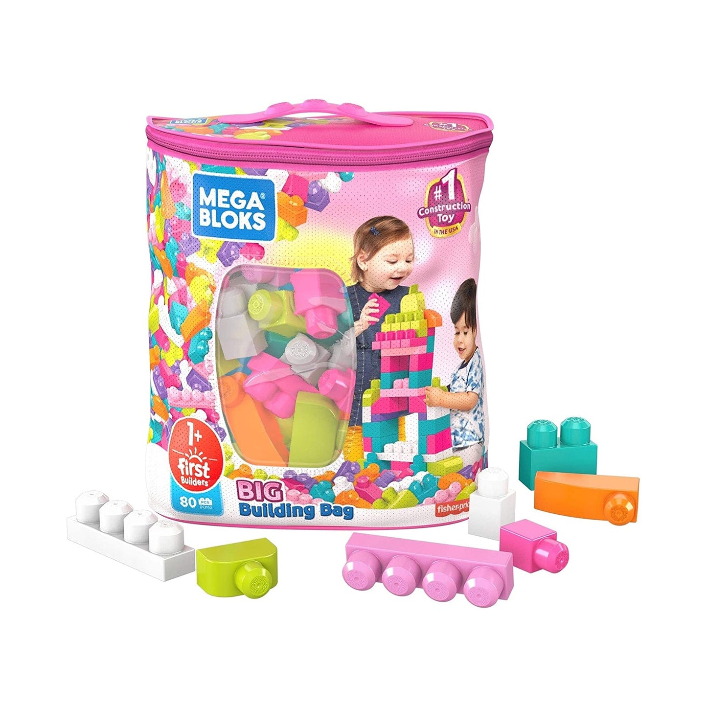 Mega Bloks First Builders 80 Piece Pink Bag