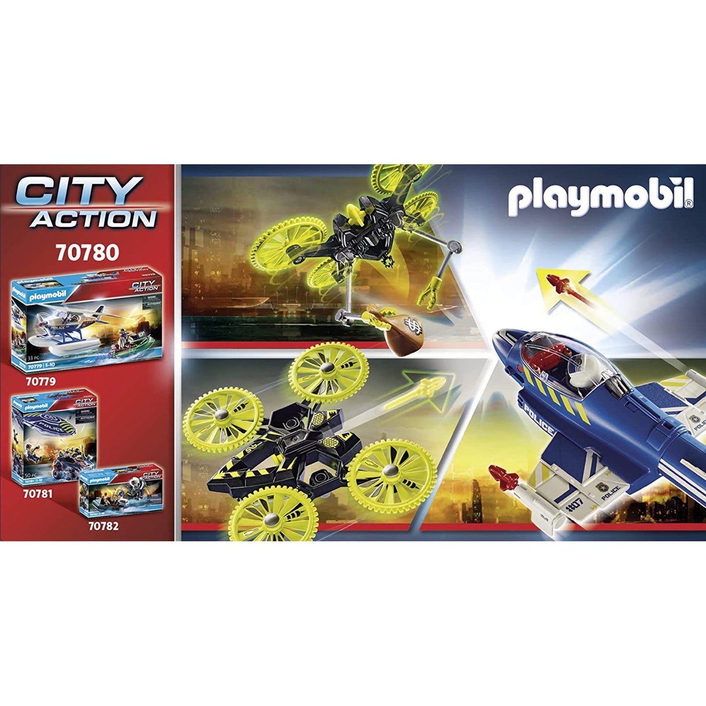 Playmobil City Action Police Jet With Drone Building Set 70780