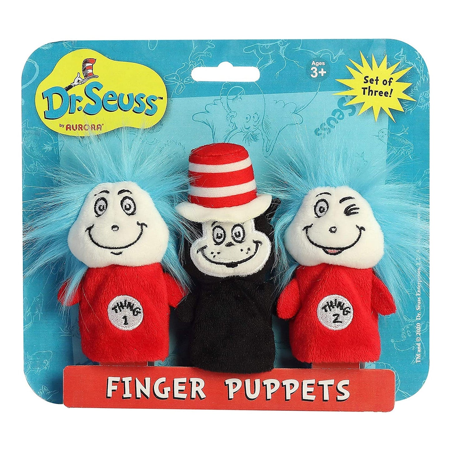 Aurora Dr Seuss Cat In The Hat Finger Puppet Set