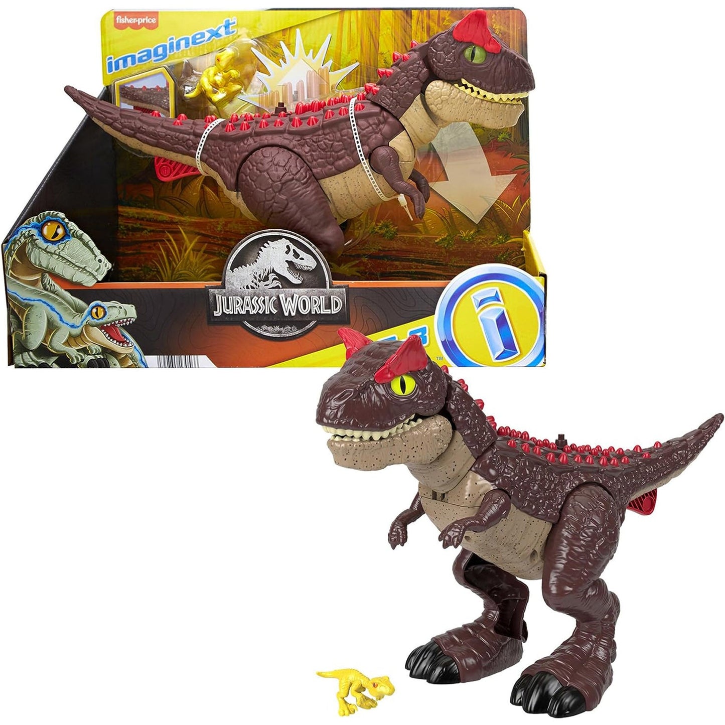 Fisher Price Imaginext Jurassic World Spike Strike Carnotaurus Figure Set