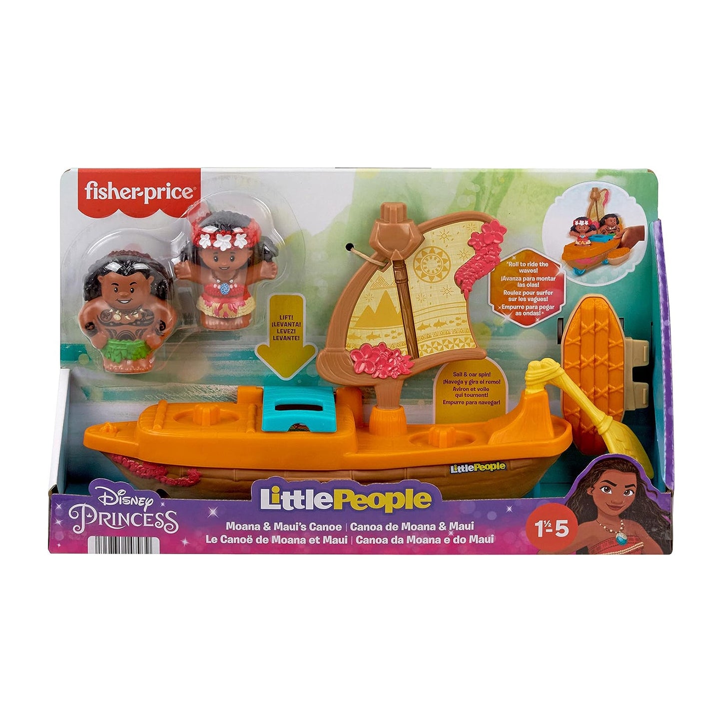 Fisher Price Little People Disney Princess Moana Maui Canoe Set