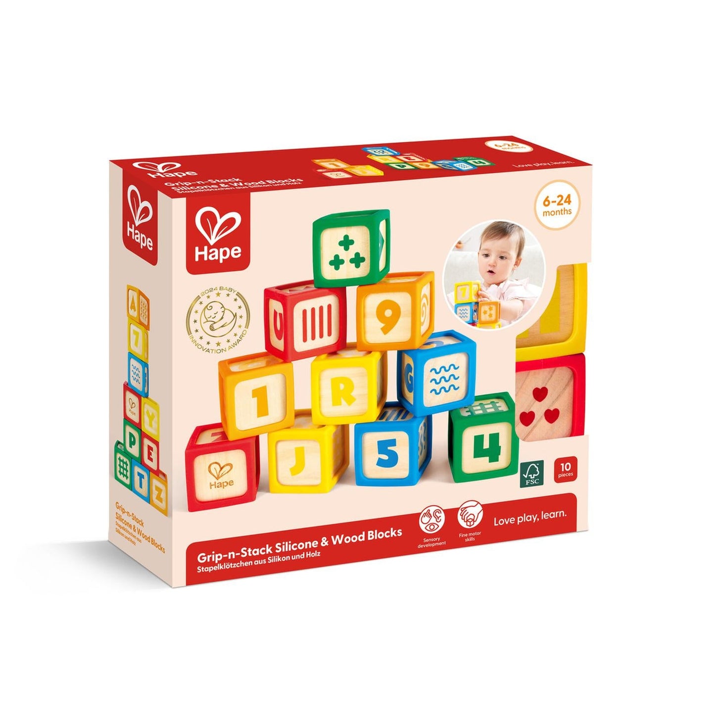 Hape Grip And Stack Silicone And Wood Blocks