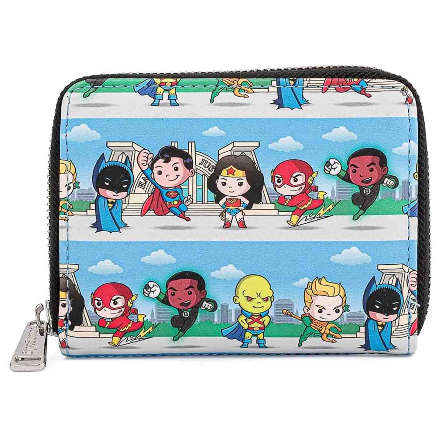 Loungefly DC Superheroes Chibi Lineup Zip Around Wallet