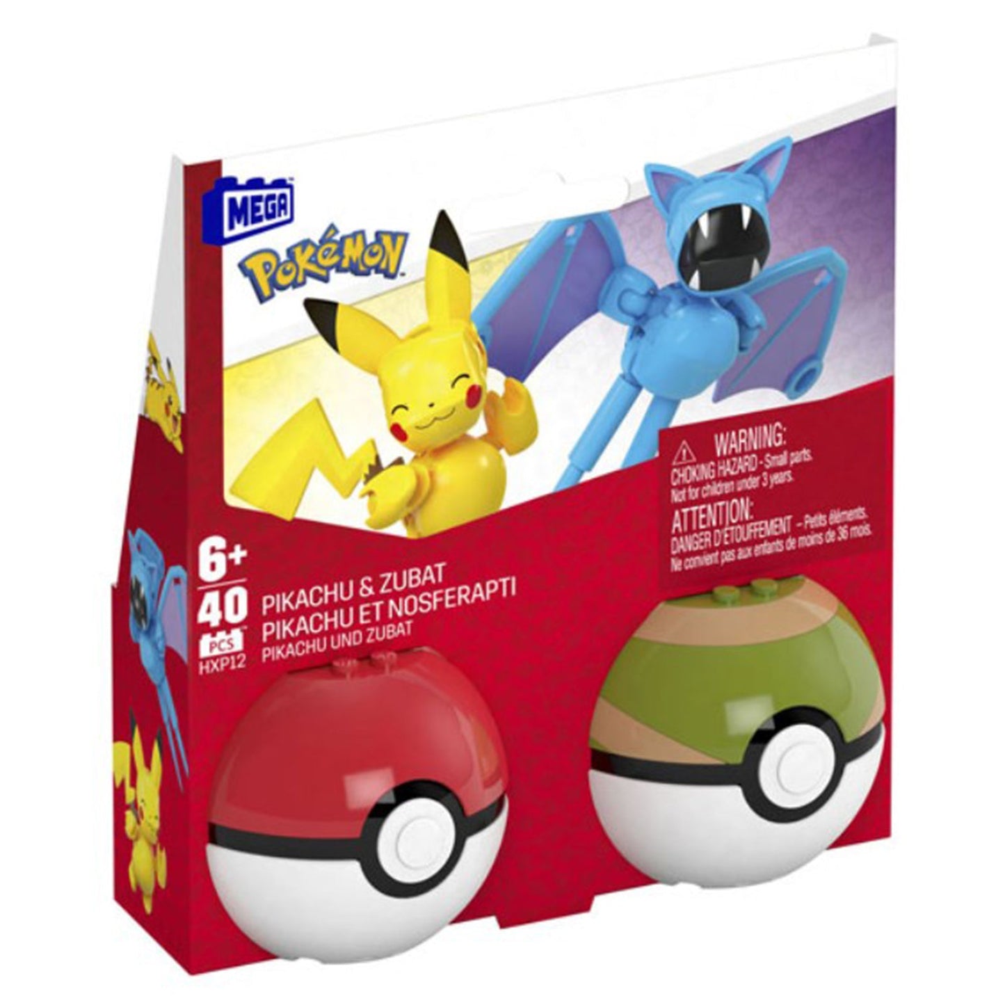 MEGA Pokemon Pikachu And Zubat With Poke Balls Building Set