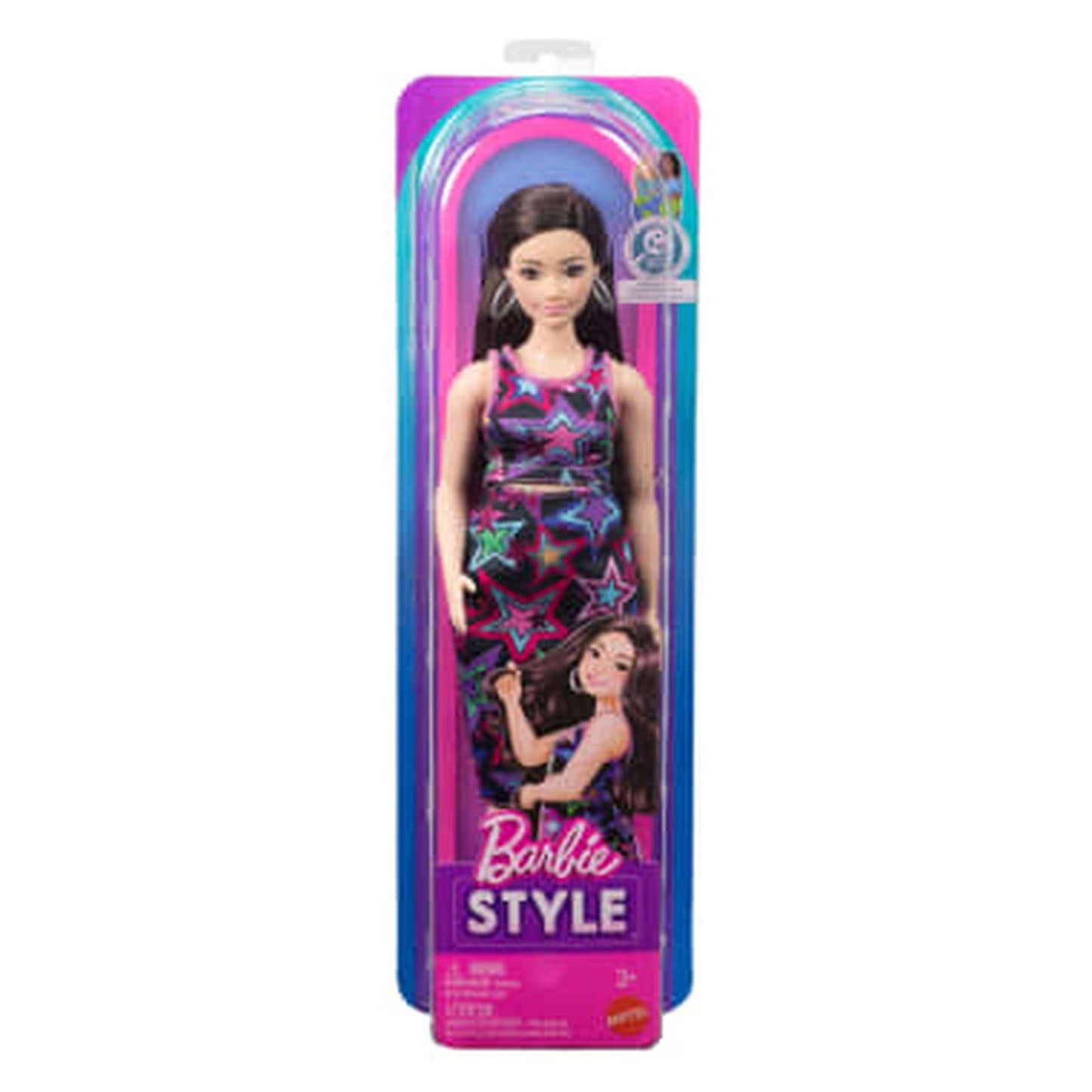 Mattel Barbie Fashionistas Brunette Star Dress Doll