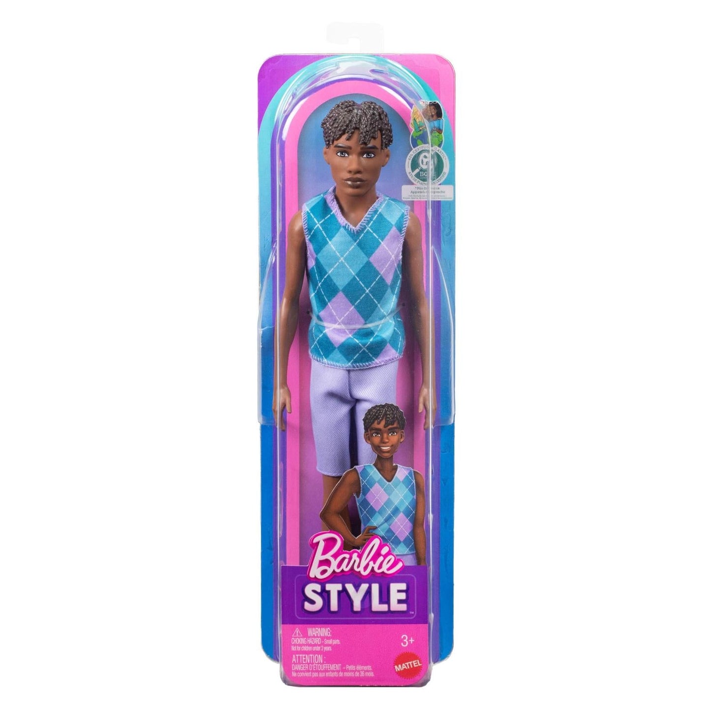 Mattel Barbie Style Brunette Turquoise And Lavender Outfit Ken Doll