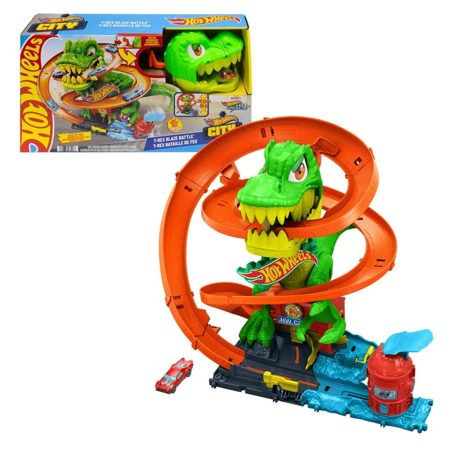 Mattel Hot Wheels City T-Rex Blaze Battle Track Set