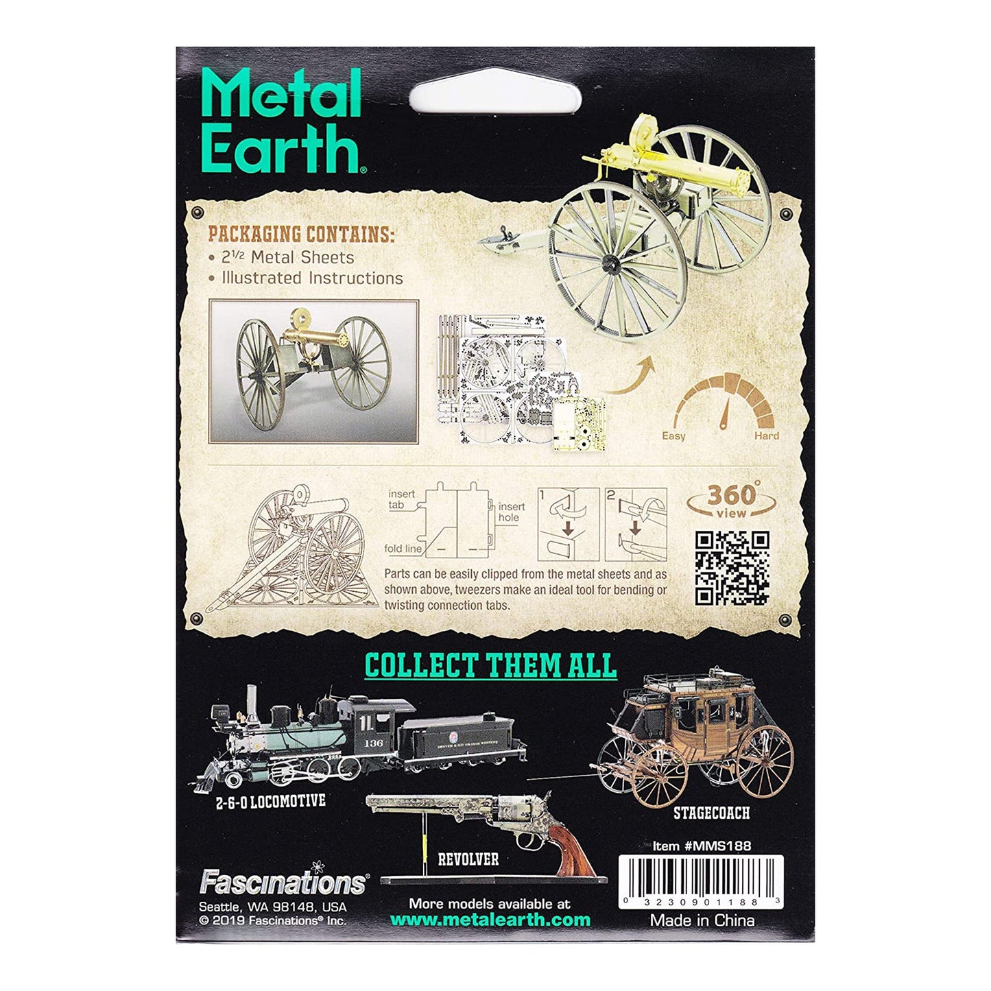 Metal Earth Wild West Gatling Gun Model Kit