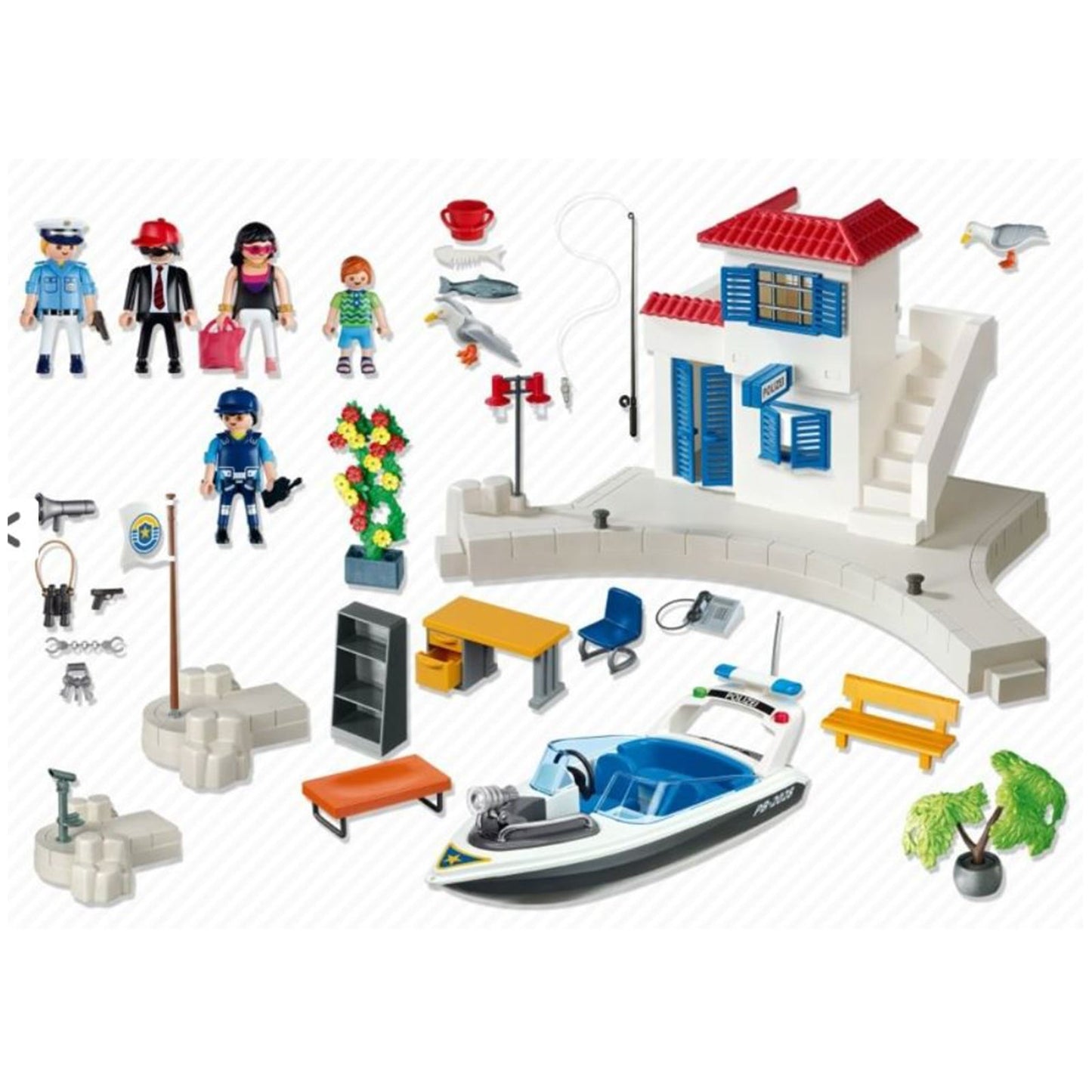 Playmobil Harbor Police Station With Speedboat Building Set 5128