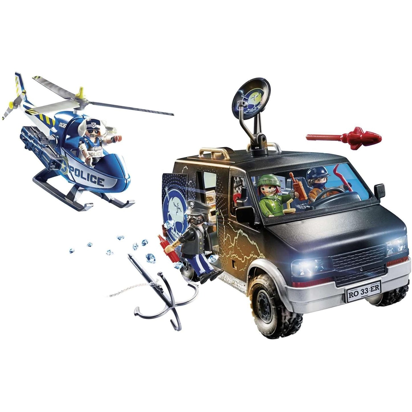 Playmobil Helicopter Pursuit With Runaway Building Set 70575