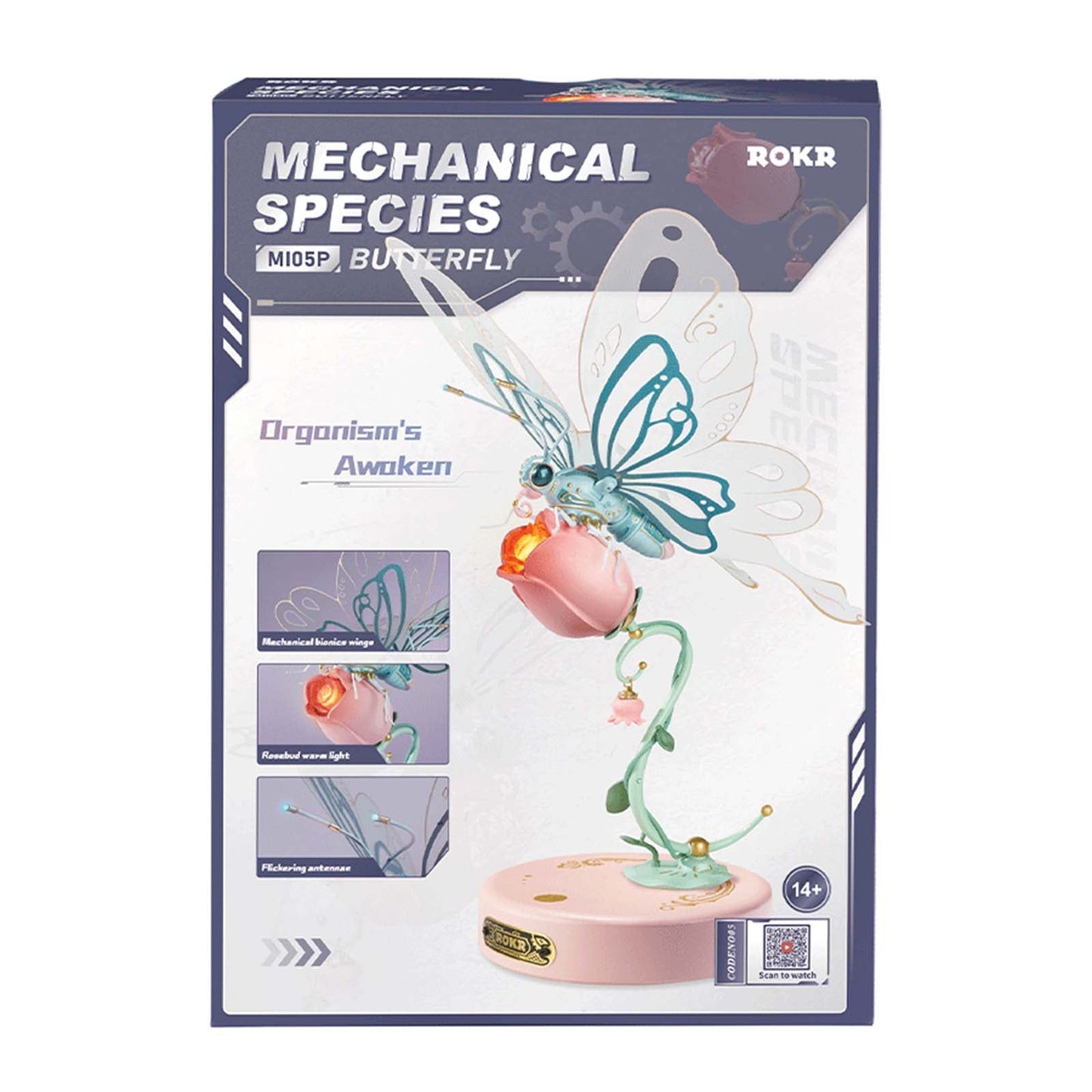 ROKR Mechanical Models Butterfly Pink Building Set