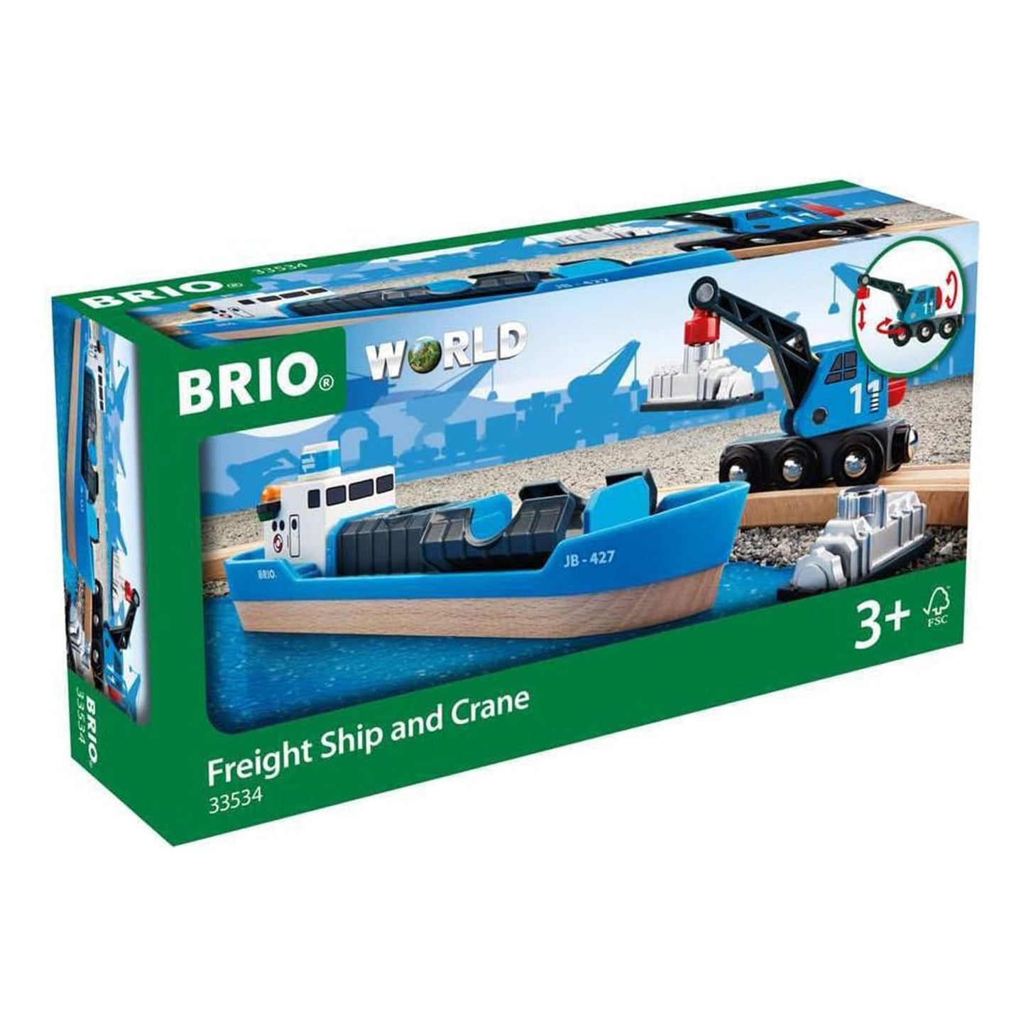 Ravensburger Brio Freight Ship And Crane Set