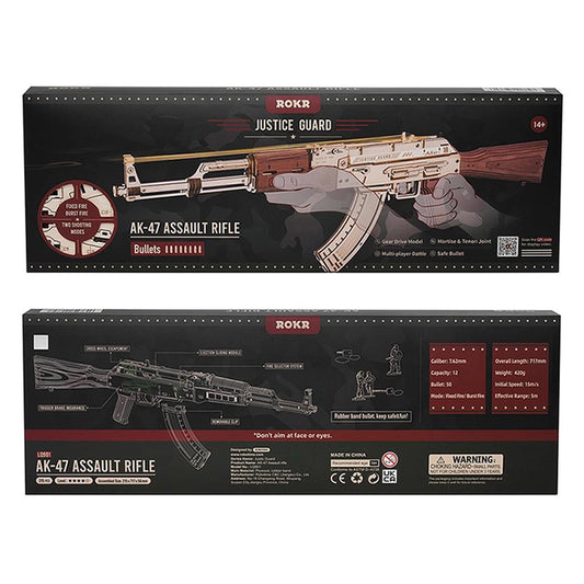 Robotime Rokr AK-47 Rubber Band Assault Rifle Justice Guard Building Set