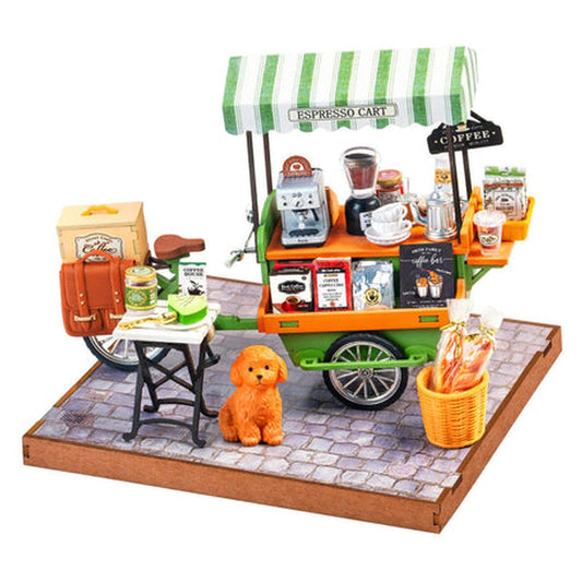 Robotime Rolife Travel Street Aromatic Coffee Cart Building Set