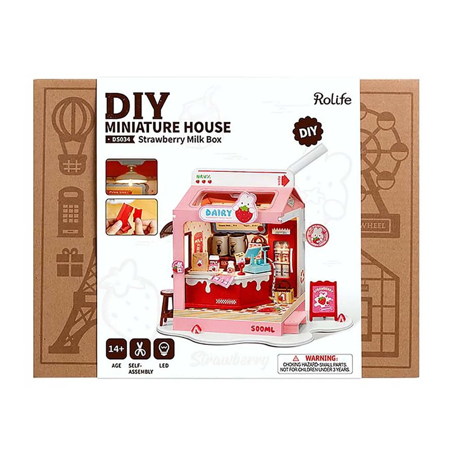 Rolife Miniature House Strawberry Milk Box Building Set